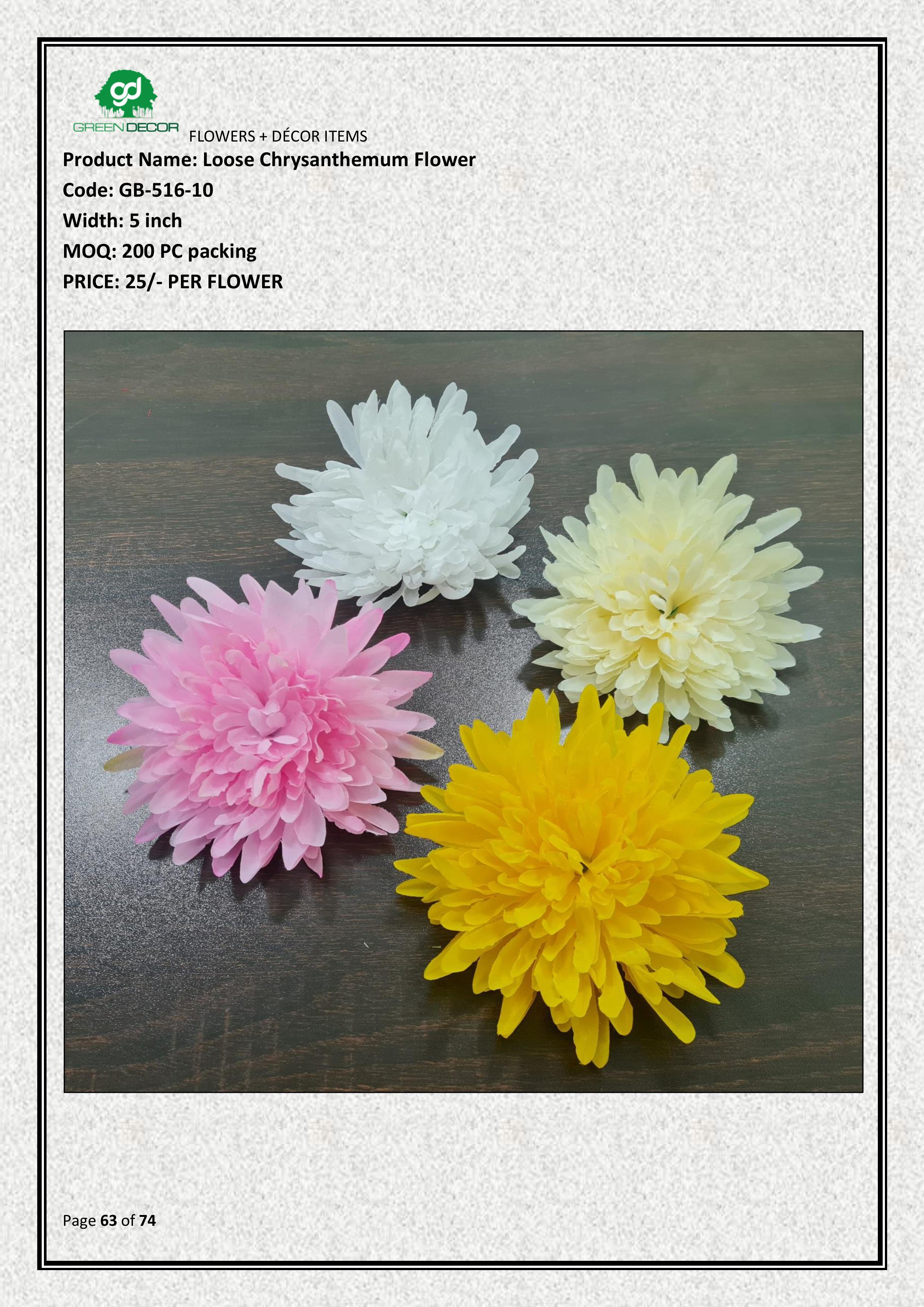 Artificial Loose Chrysanthemum Flower | Use for wedding Decor