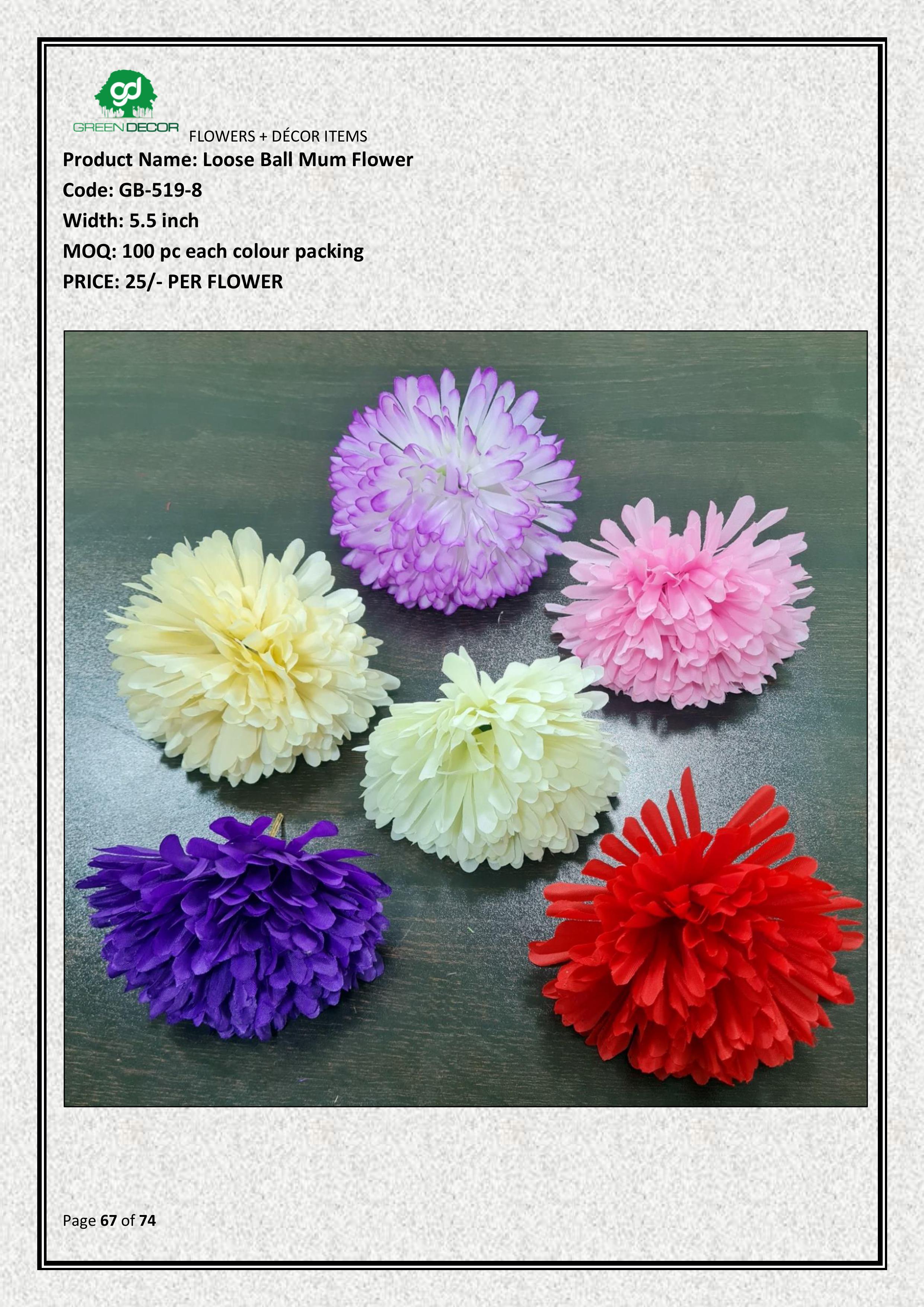 Artificial Loose Ball Mum Flower | Premium Floral Décor