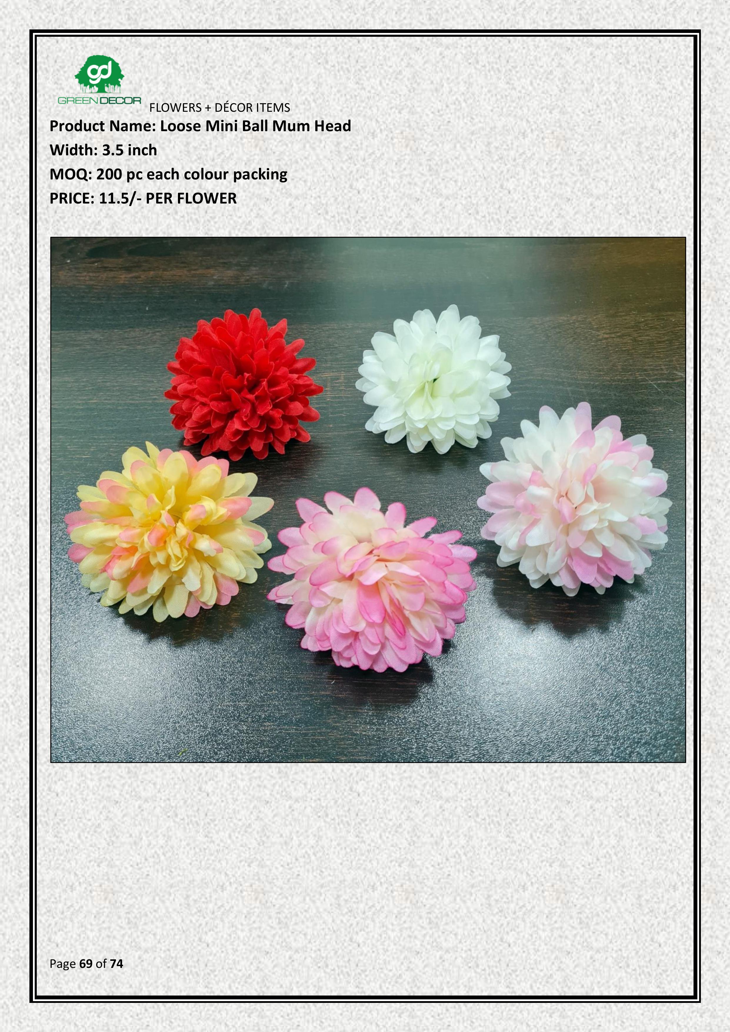 Artificial Mini Ball Mum Flower Heads – Perfect for DIY & Event