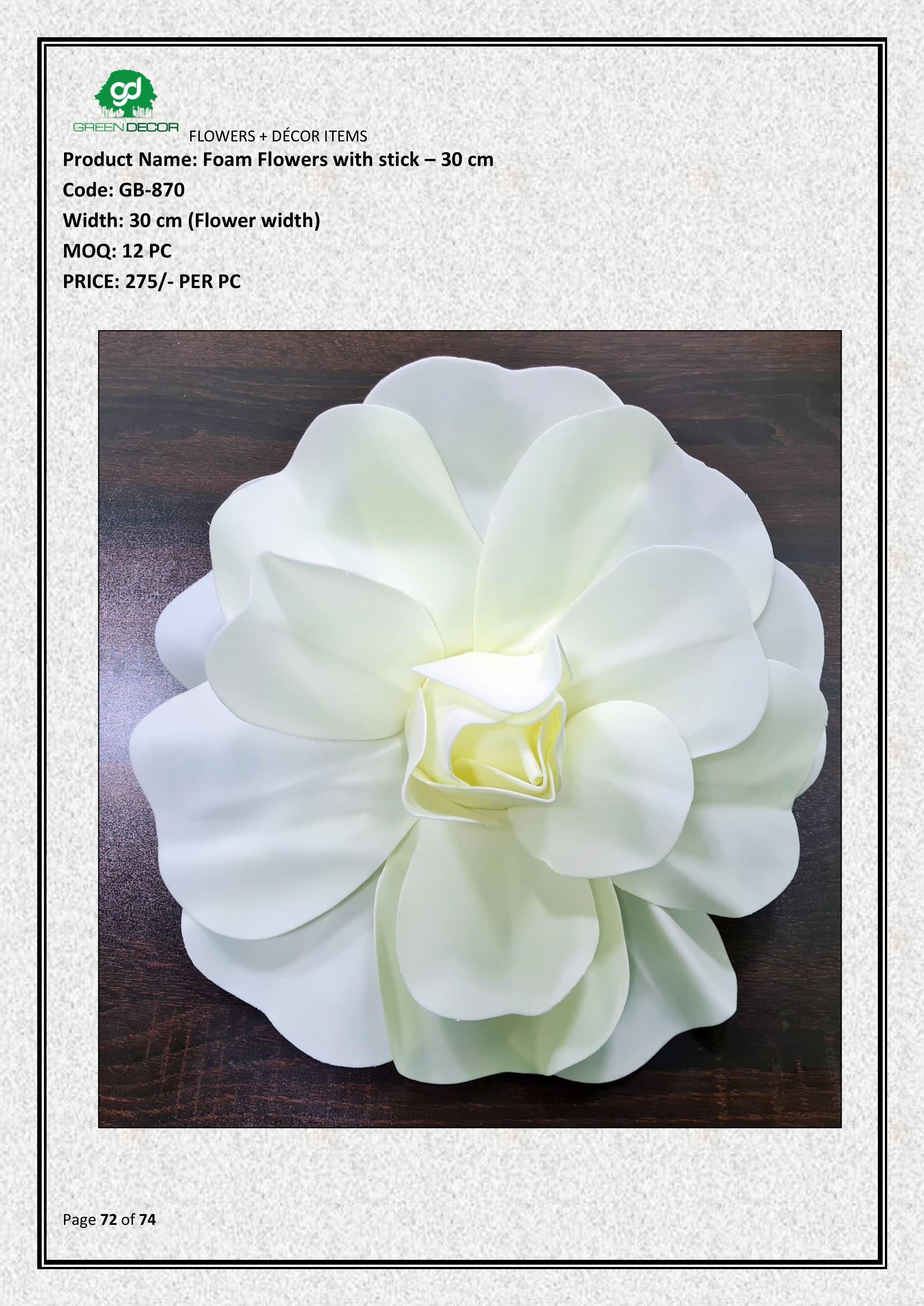 Artificial Foam Flowers with stick – 30 cm