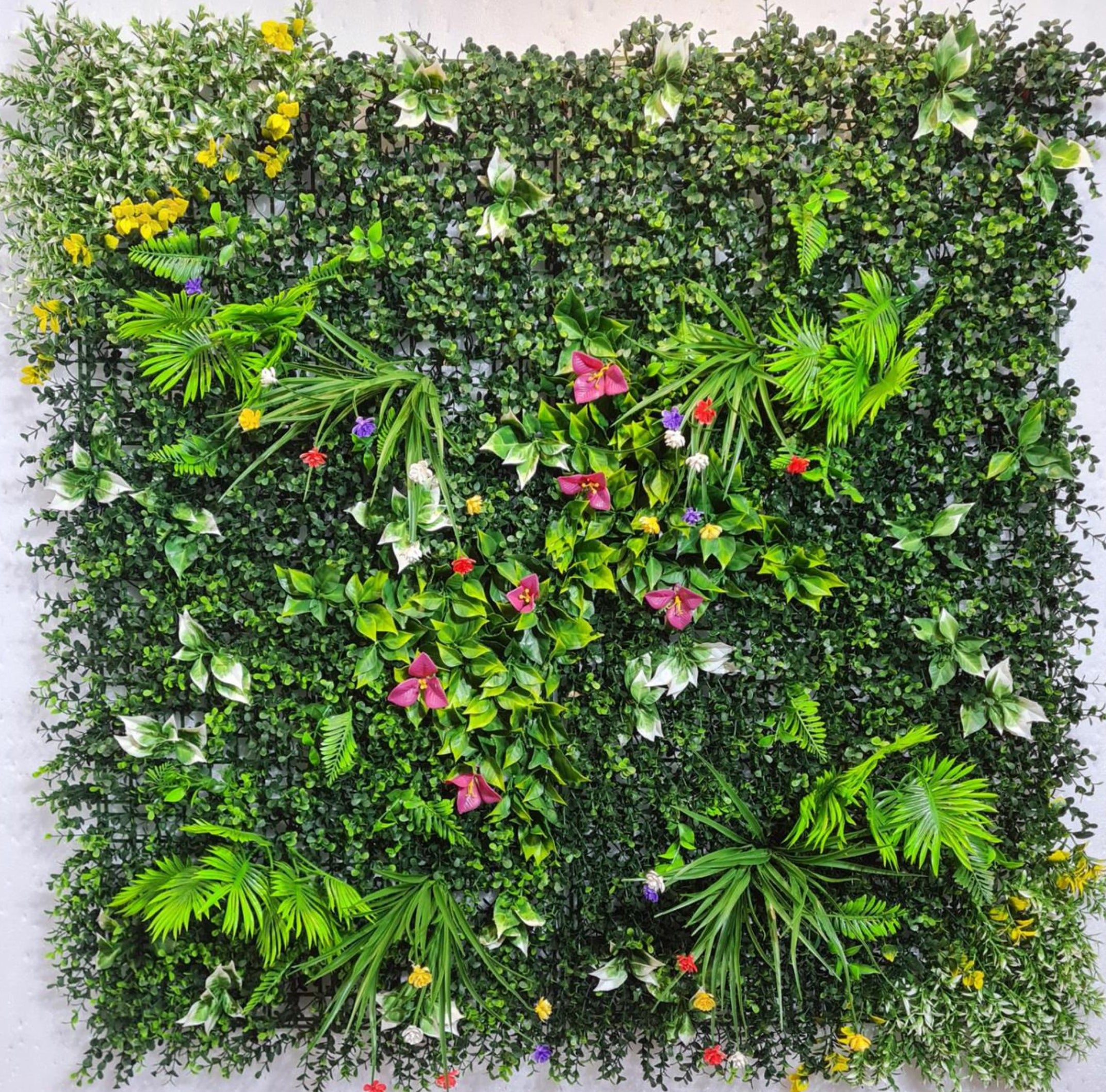 Artificial Green Leave Wall Mat with mix flower (100 x 100 cm)