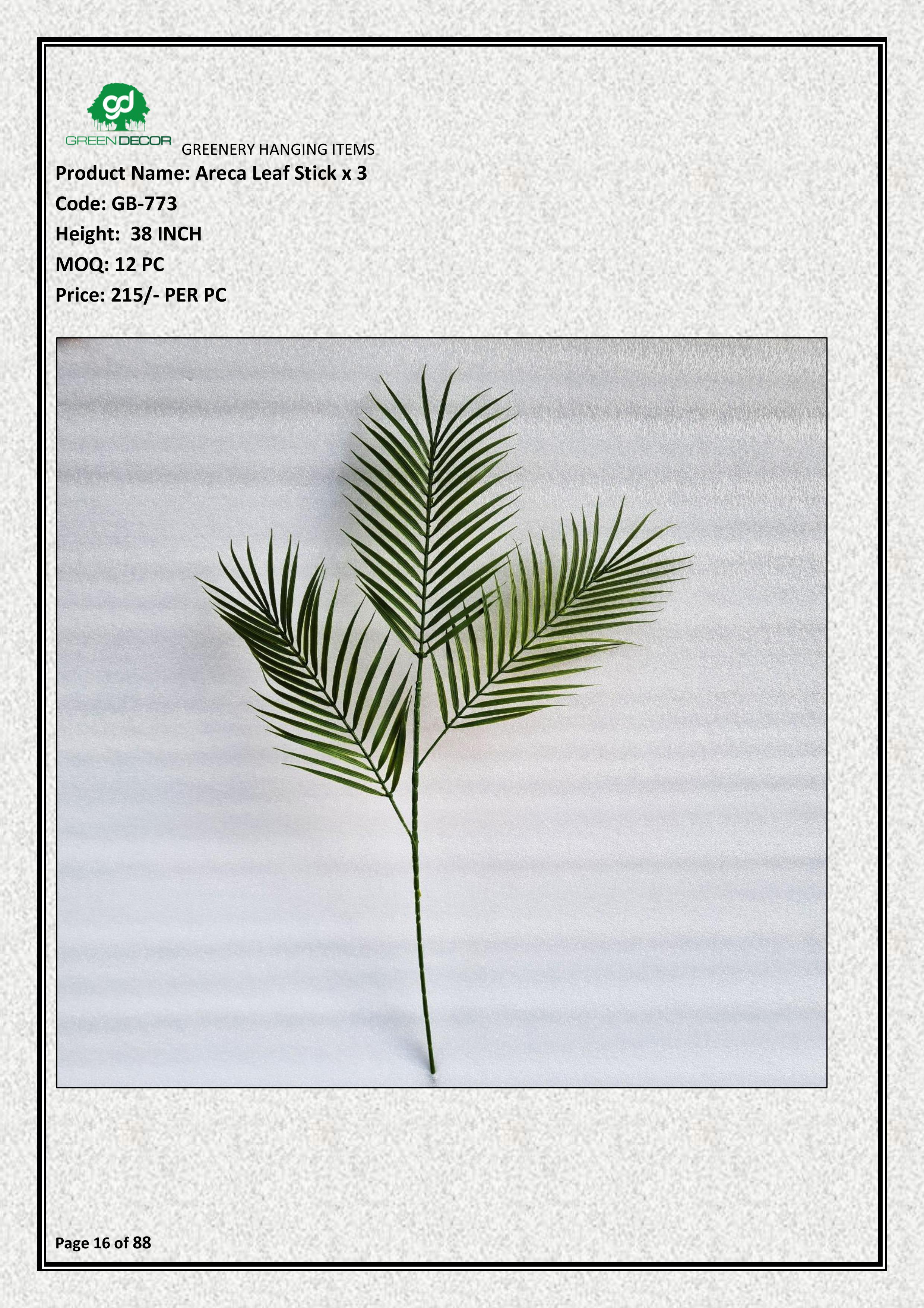 Artificial Areca Leaf Stick x 3
