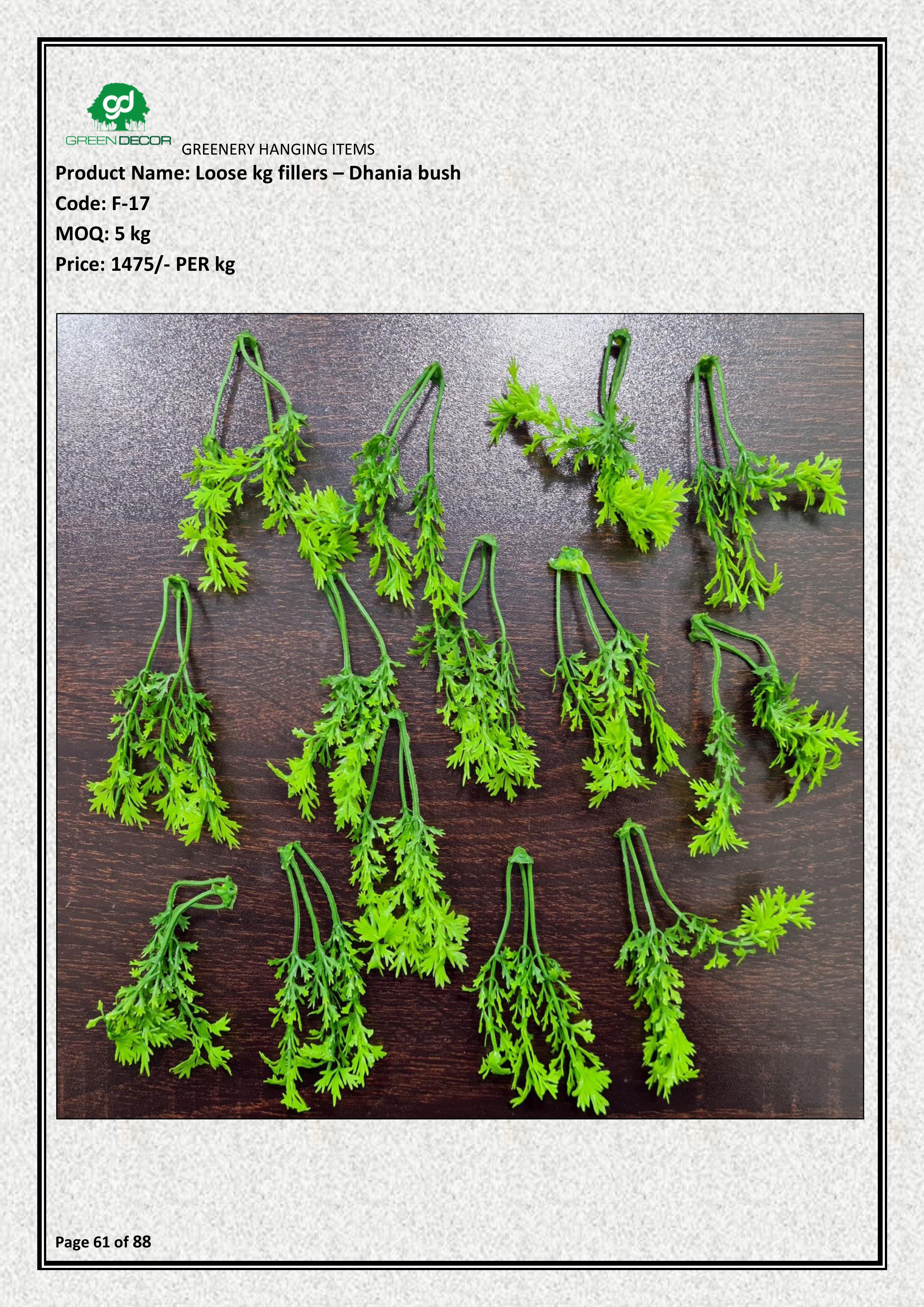 Artificial Loose kg fillers – Dhania bush