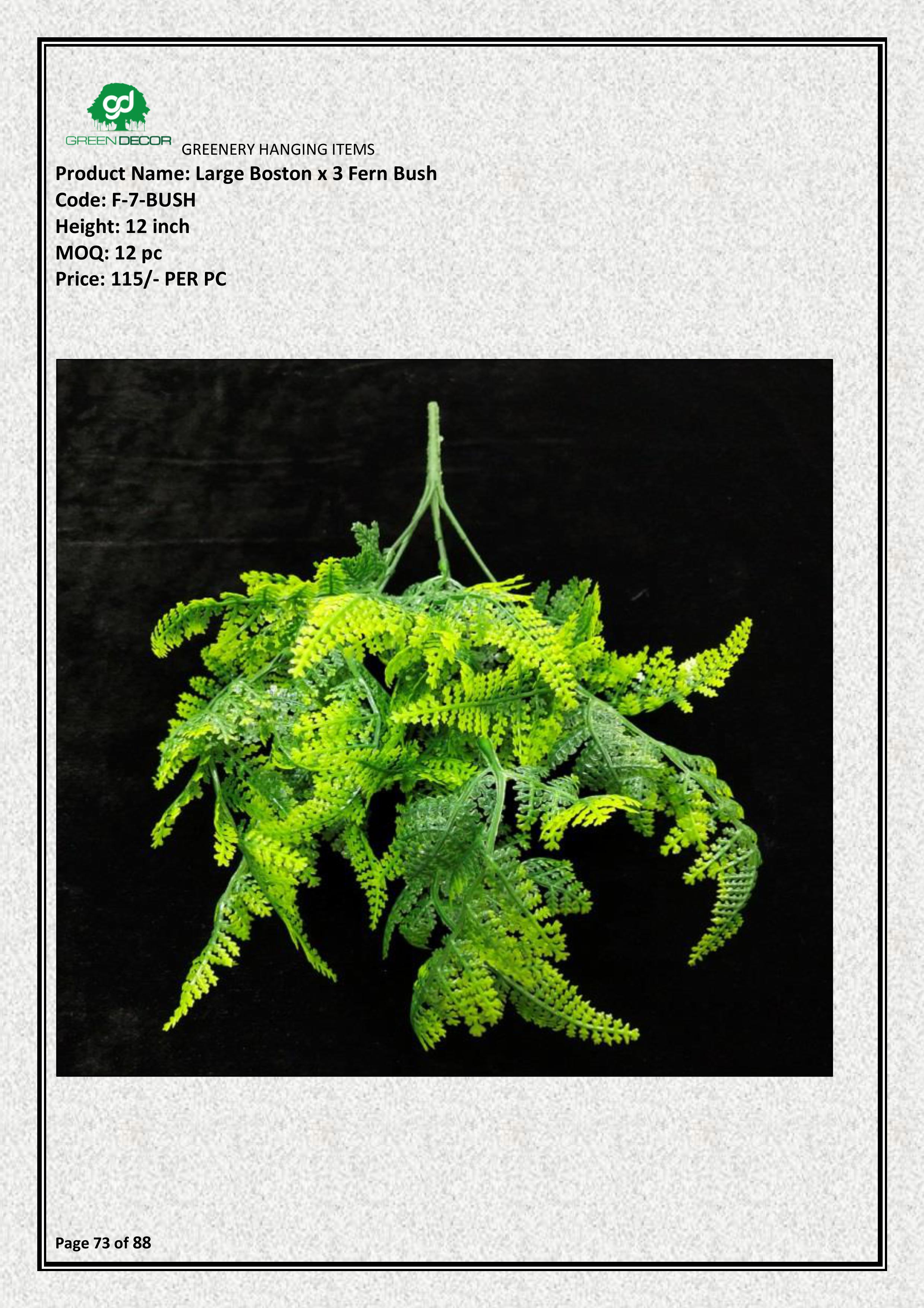 Artificial Large Boston Fern Bush – Indoor & Outdoor Décor