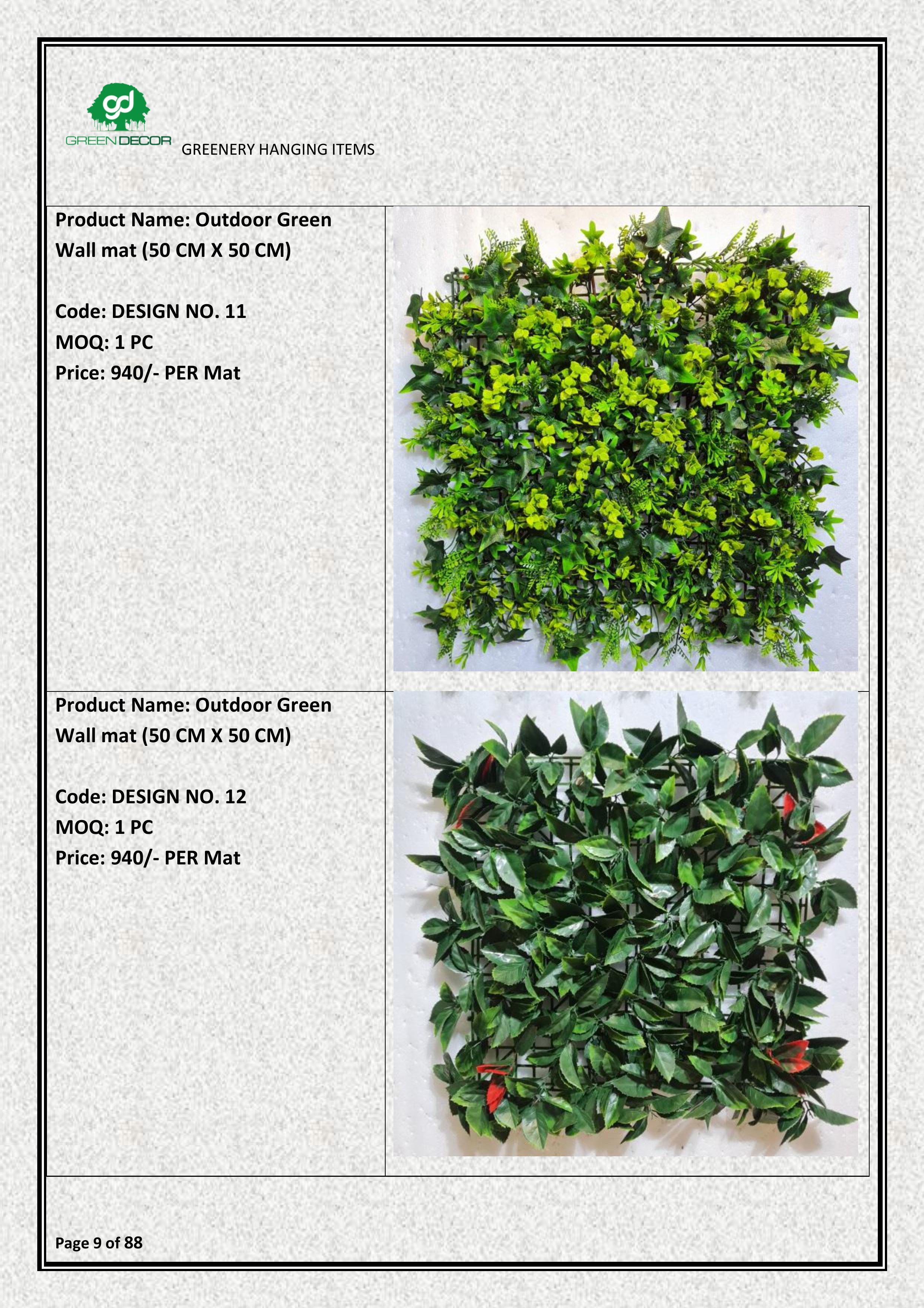 Artificial Wall Greenery Leaves Garden Mat (50 x 50 cm)
