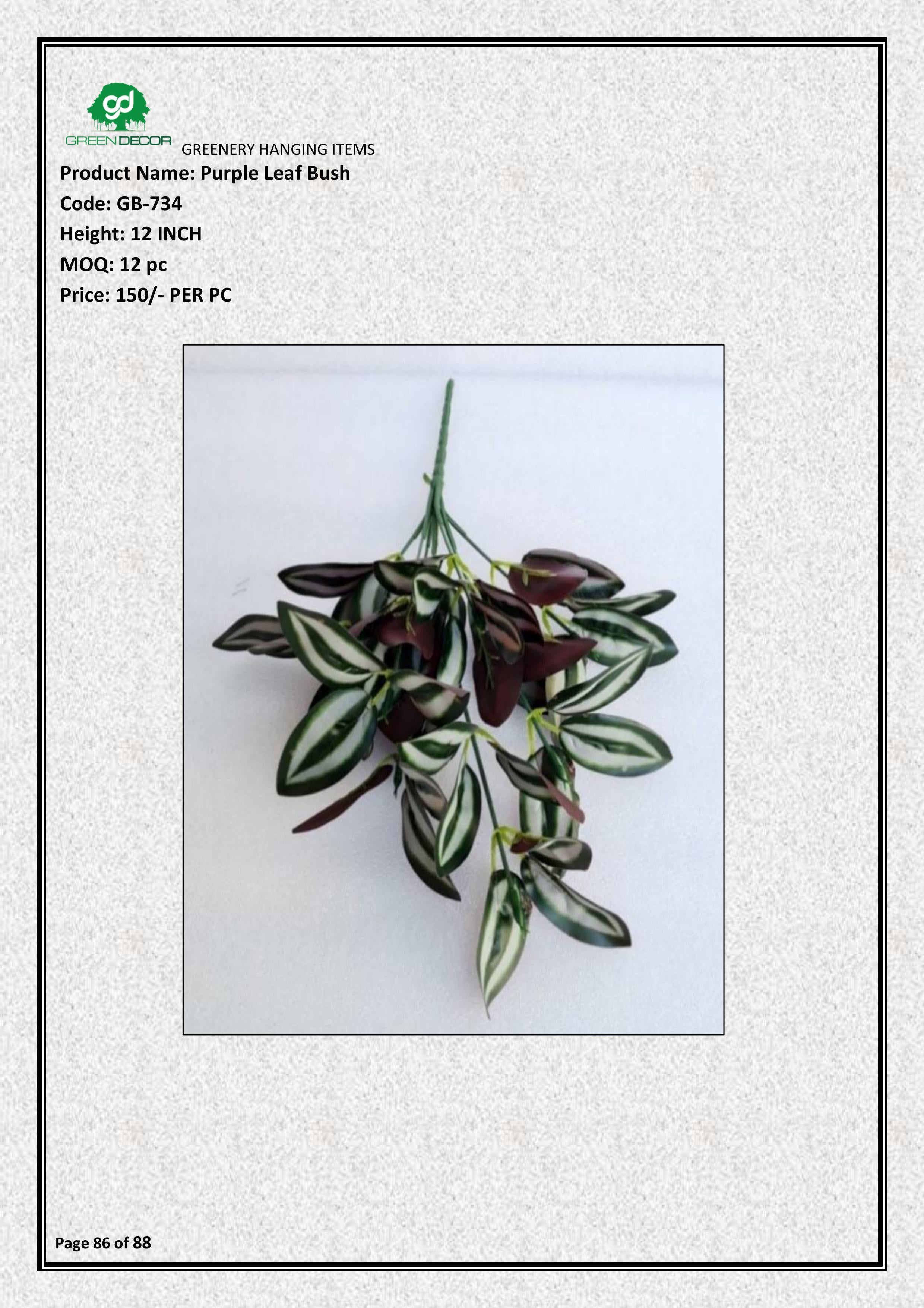 Artificial Purple Leaf Bush – Use For Wedding & Home Décor