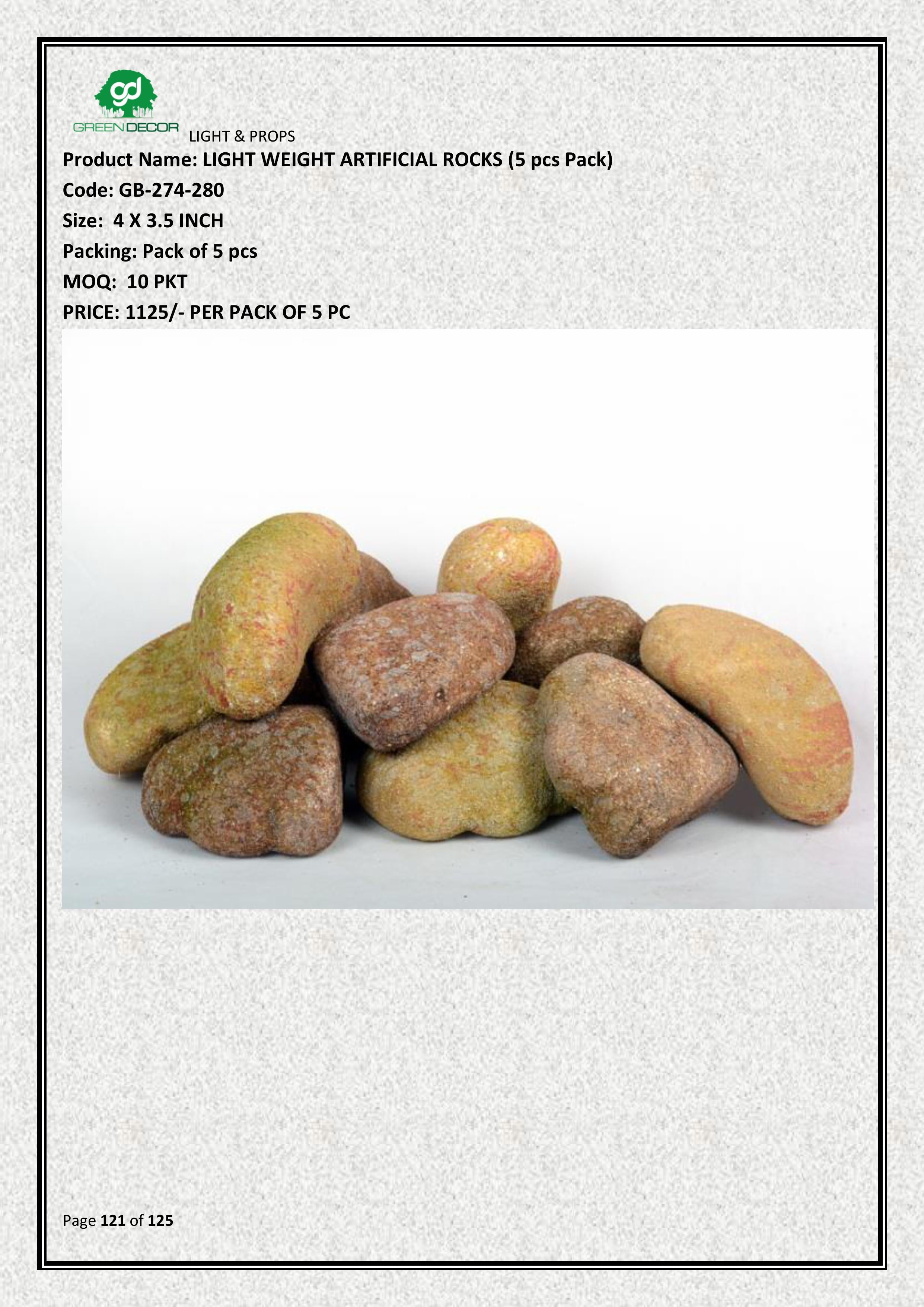 LIGHT WEIGHT ARTIFICIAL ROCKS (5 pcs Pack)
