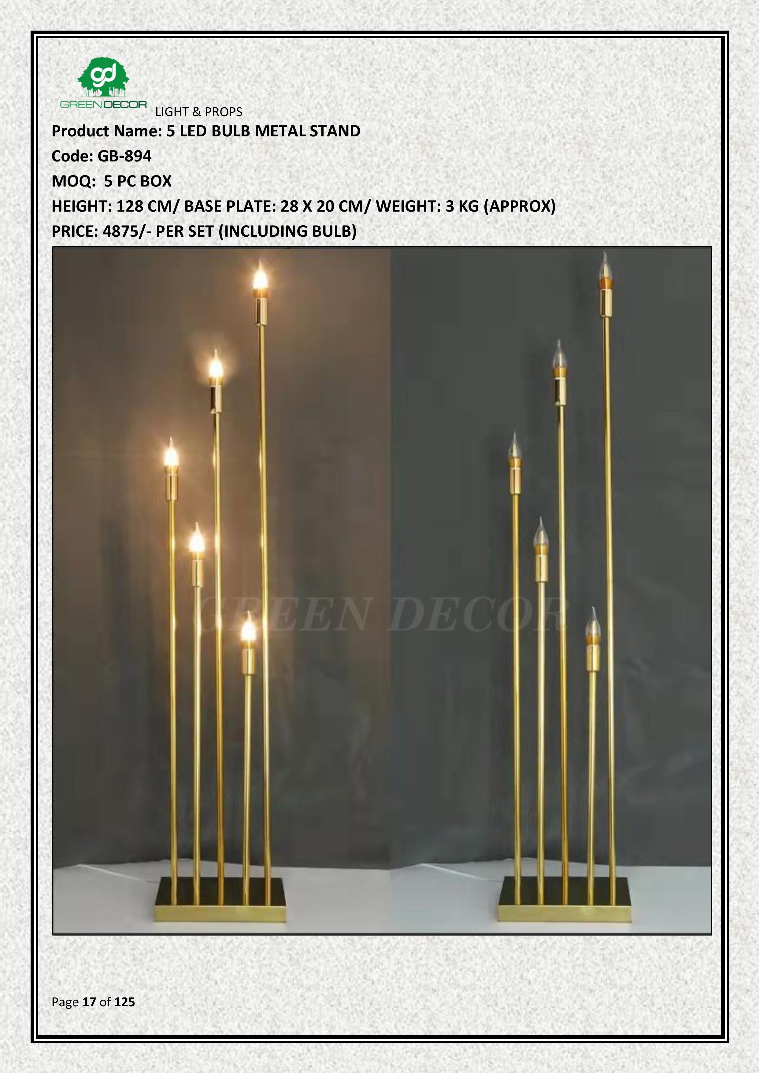 5 LED BULB METAL STAND
