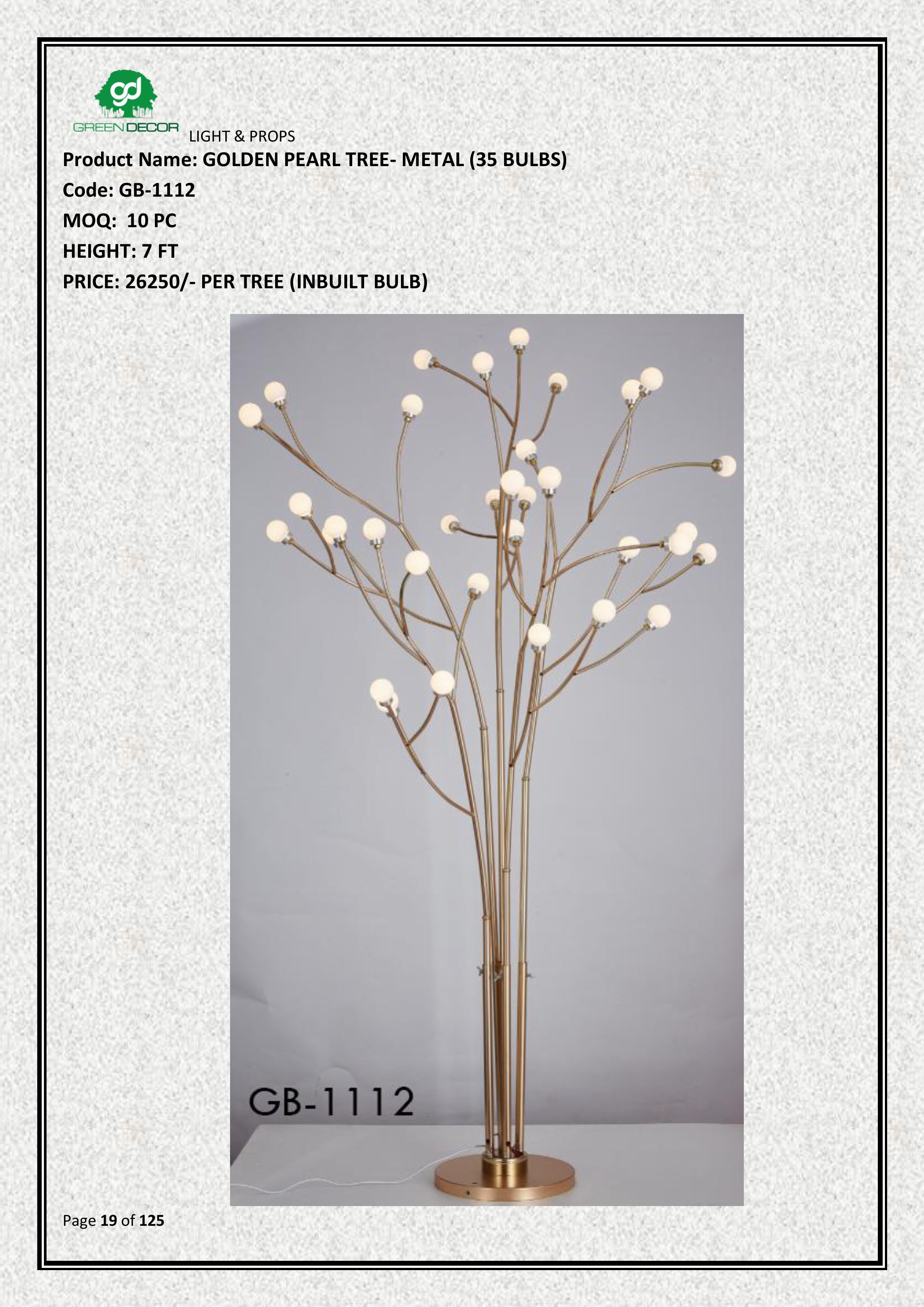 GOLDEN PEARL TREE- METAL (35 BULBS)