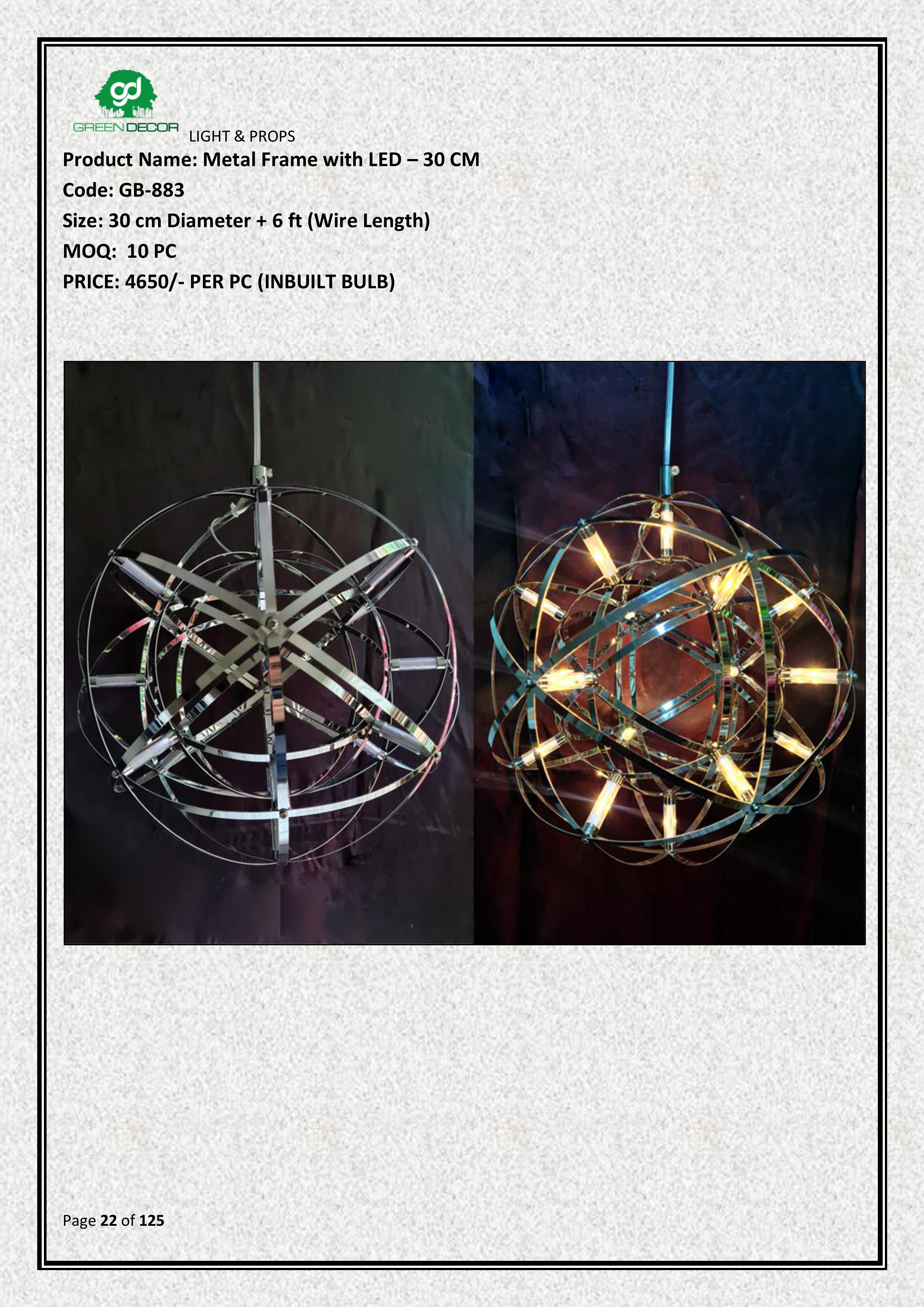 Modern Metal Frame LED Light 30 CM