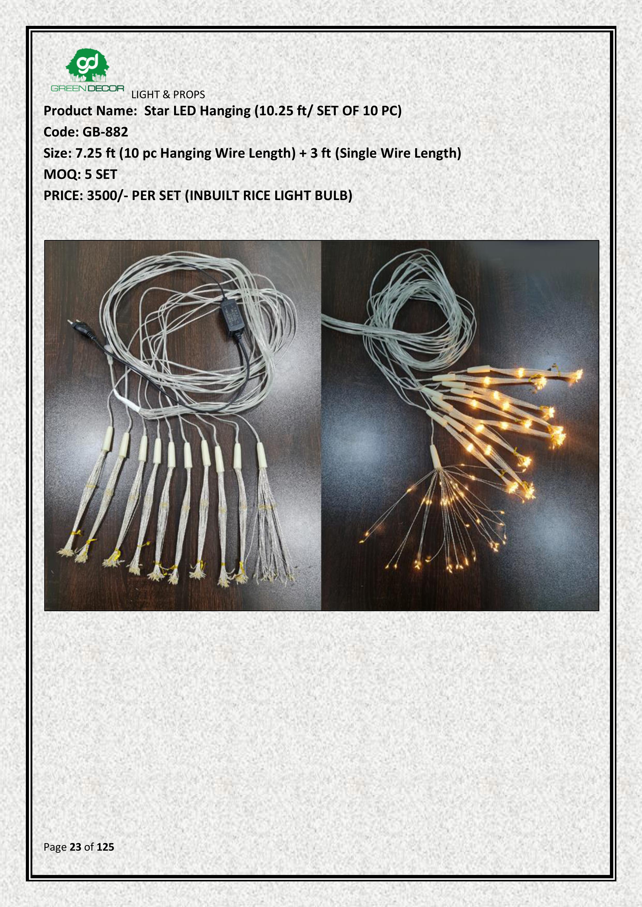 Star LED Hanging (10.25 ft/ SET OF 10 PC)