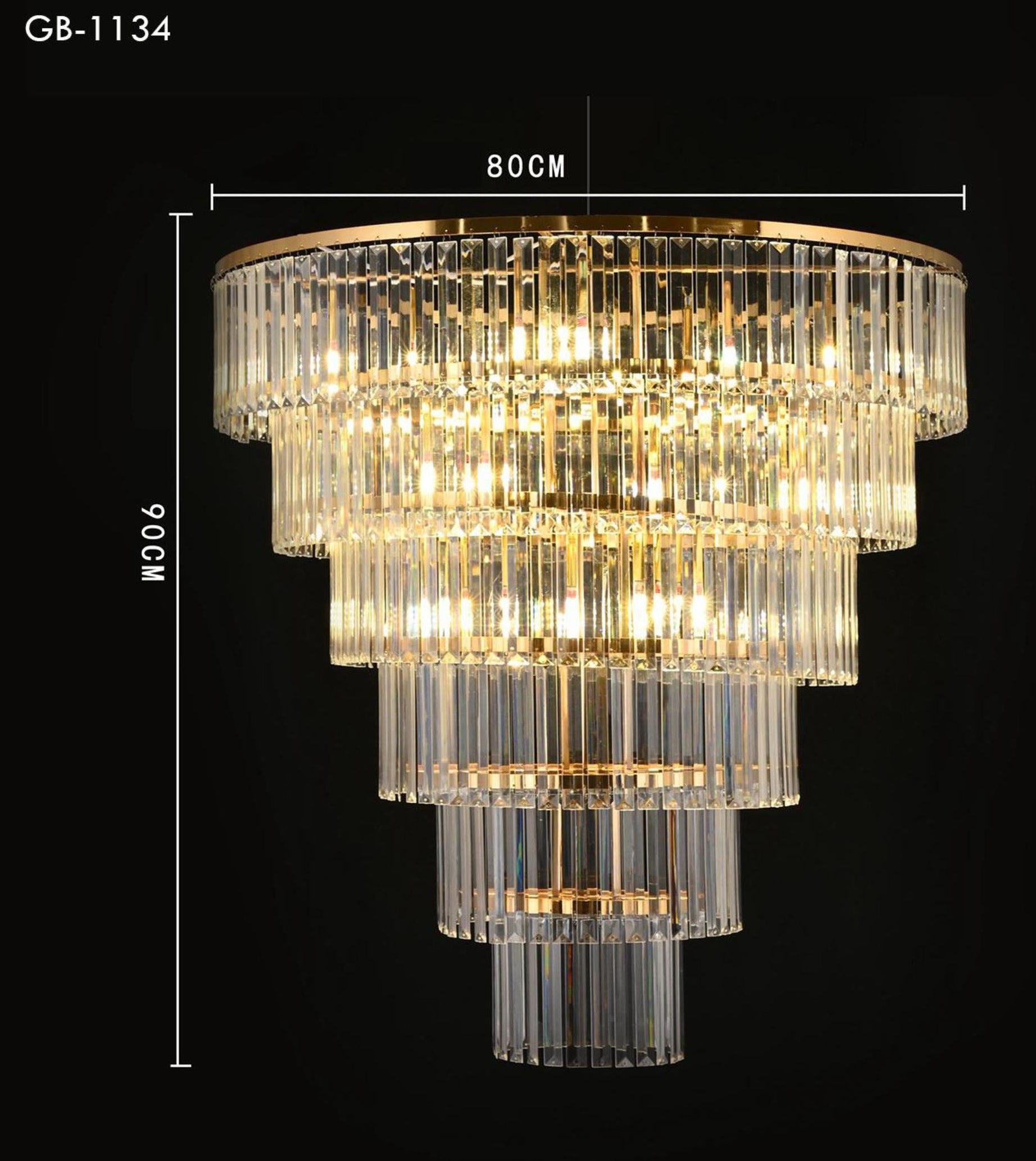WATERFALL SHAPE METAL CHANDELIER – 8 BULBS (ACRYLIC CRYSTAL)