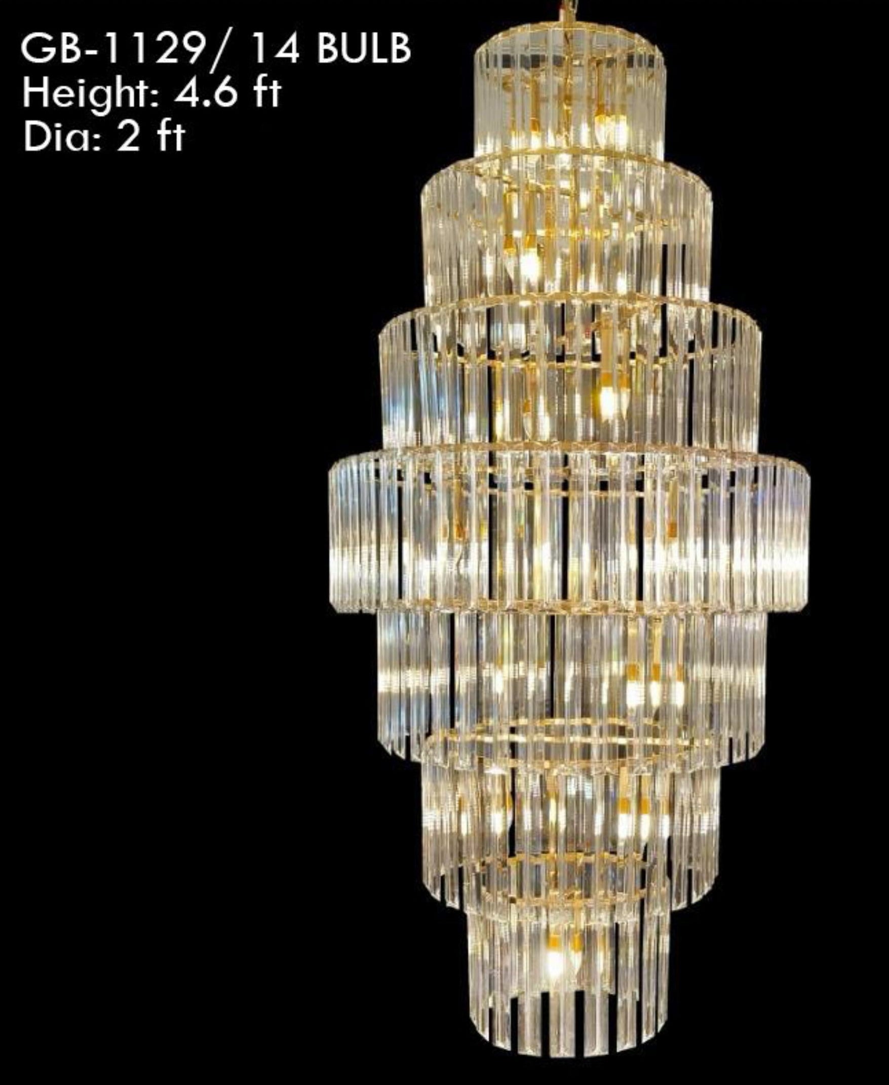 WATERFALL SHAPE METAL CHANDELIER – 14 BULBS (ACRYLIC CRYSTAL)