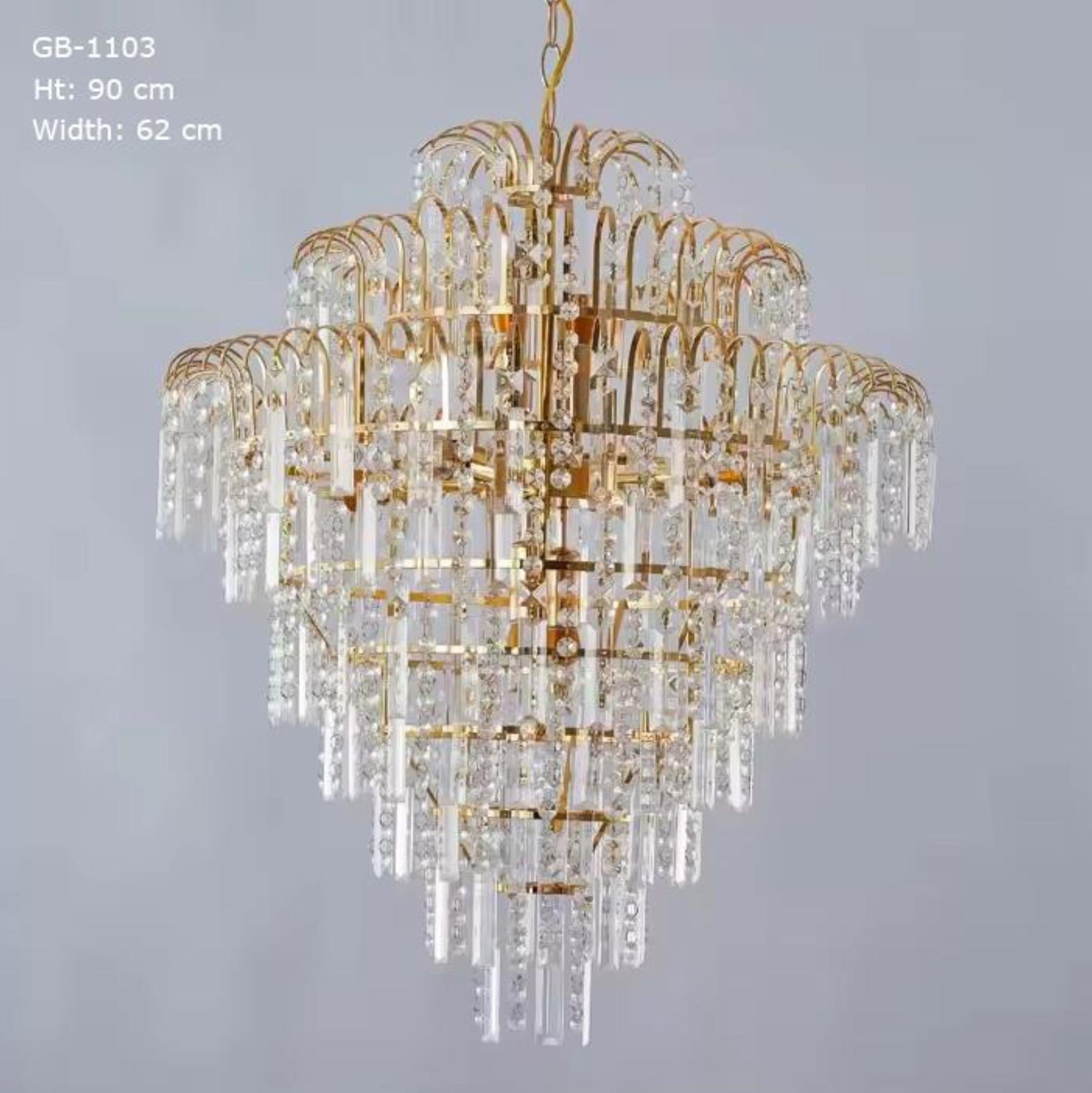 WATERFALL SHAPE METAL CHANDELIER – 14 BULBS (GLASS CRYSTAL)