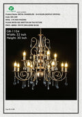 METAL CHANDELIER – 8+4 BULBS (ACRYLIC CRYSTAL)
