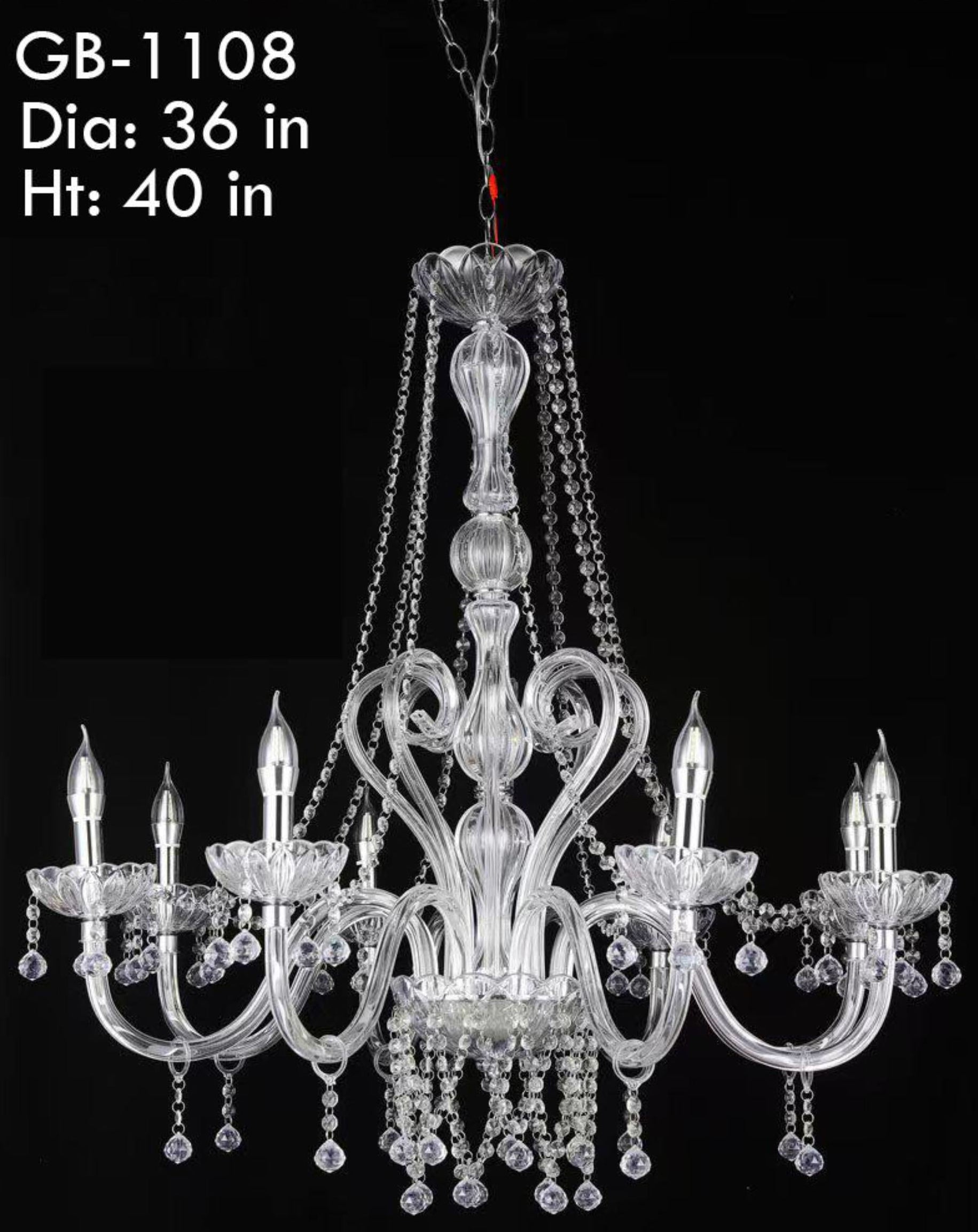 ACRYLIC CHANDELIER – 8 BULBS (ACRYLIC CRYSTAL)