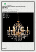 METAL CHANDELIER –8 BULBS (ACRYLIC CRYSTAL)