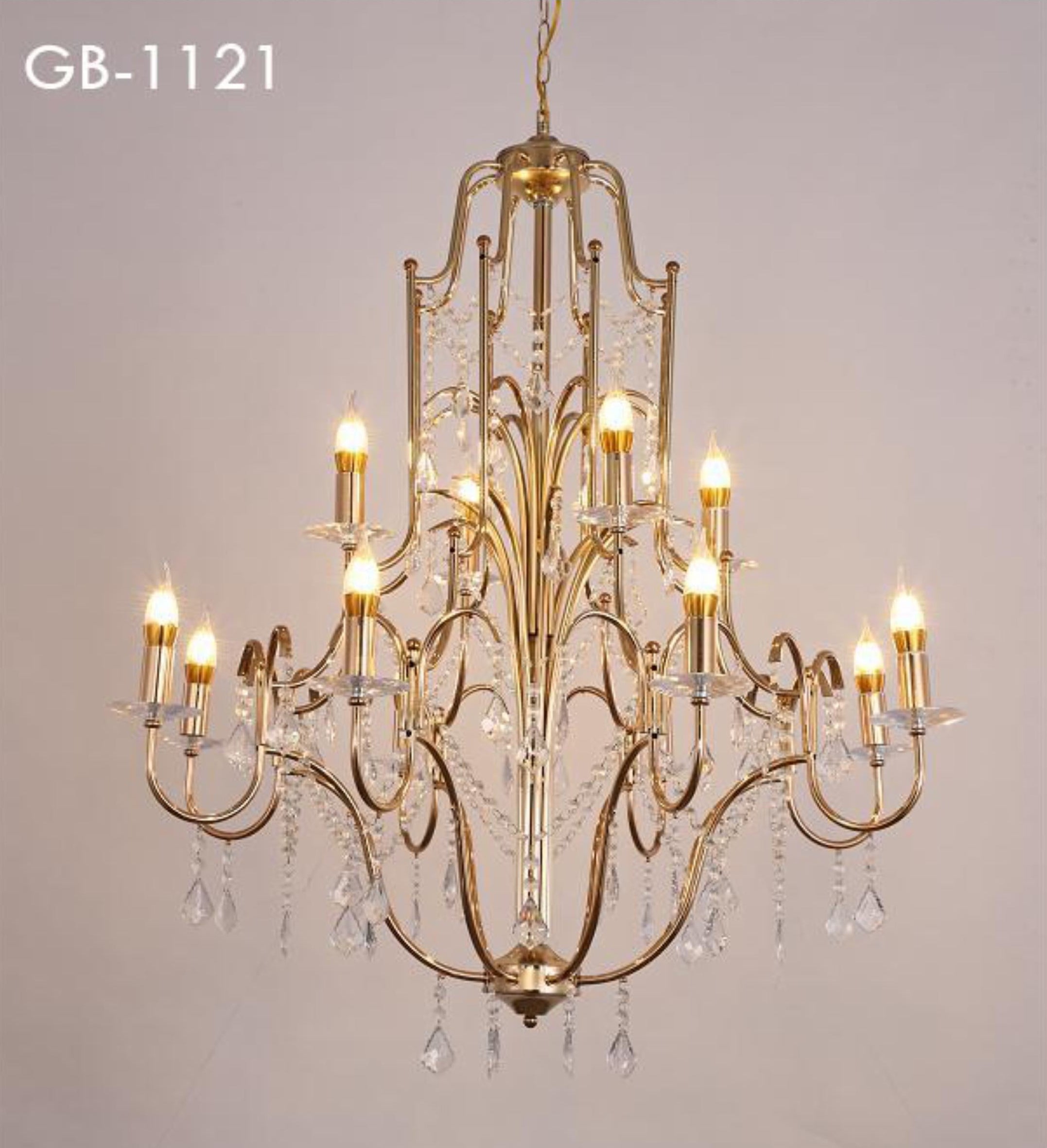 METAL CHANDELIER –8+4 BULBS (ACRYLIC CRYSTAL)