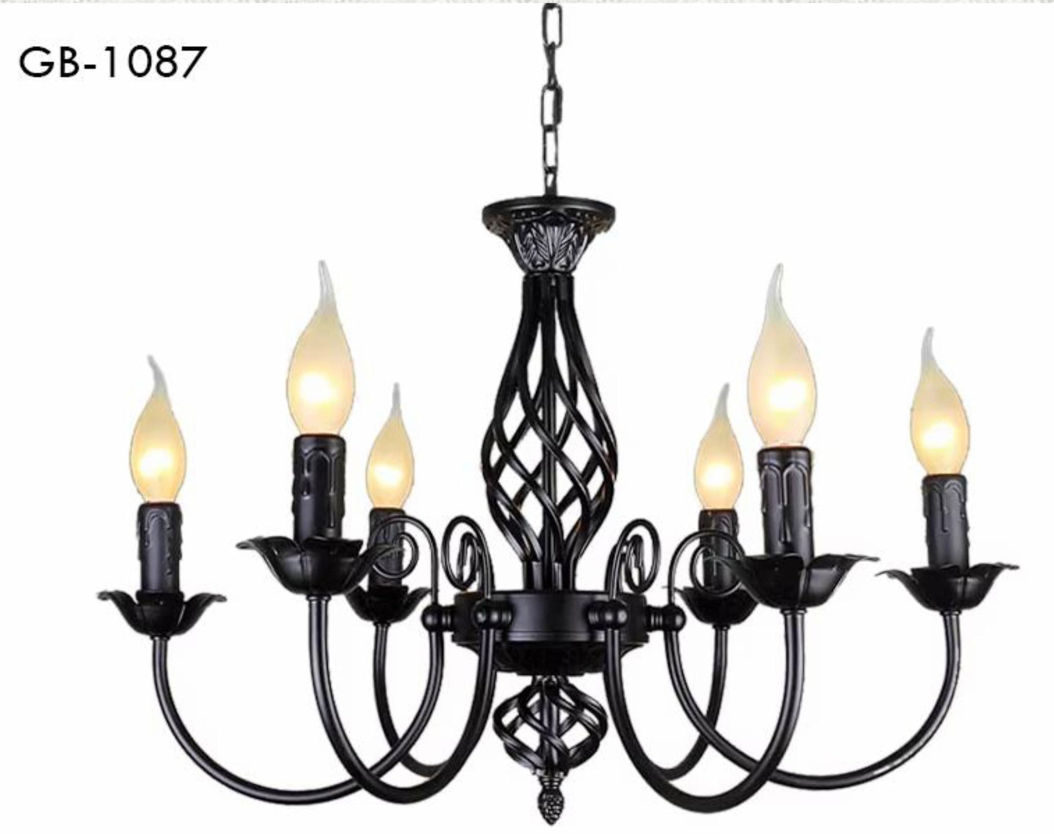 AMERICAN VINTAGE CHANDELIER METAL – 6 BULBS (WHITE LIGHT)