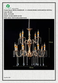 METAL CHANDELIER – 4 + 8 BULBS DOUBLE LAYER (ACRYLIC CRYSTAL)