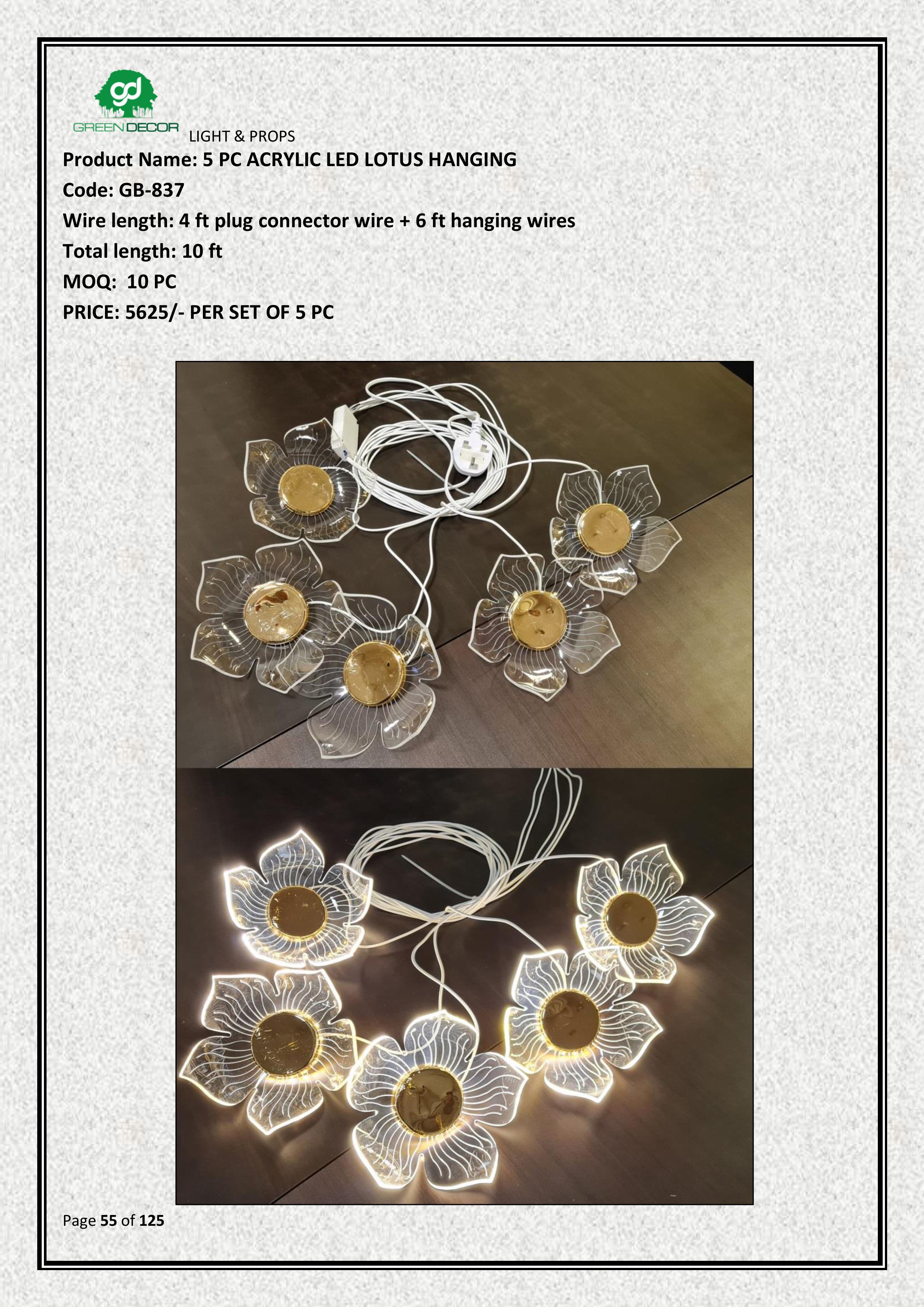 5 Acrylic LED Lotus Hanging Wedding & Home Decor