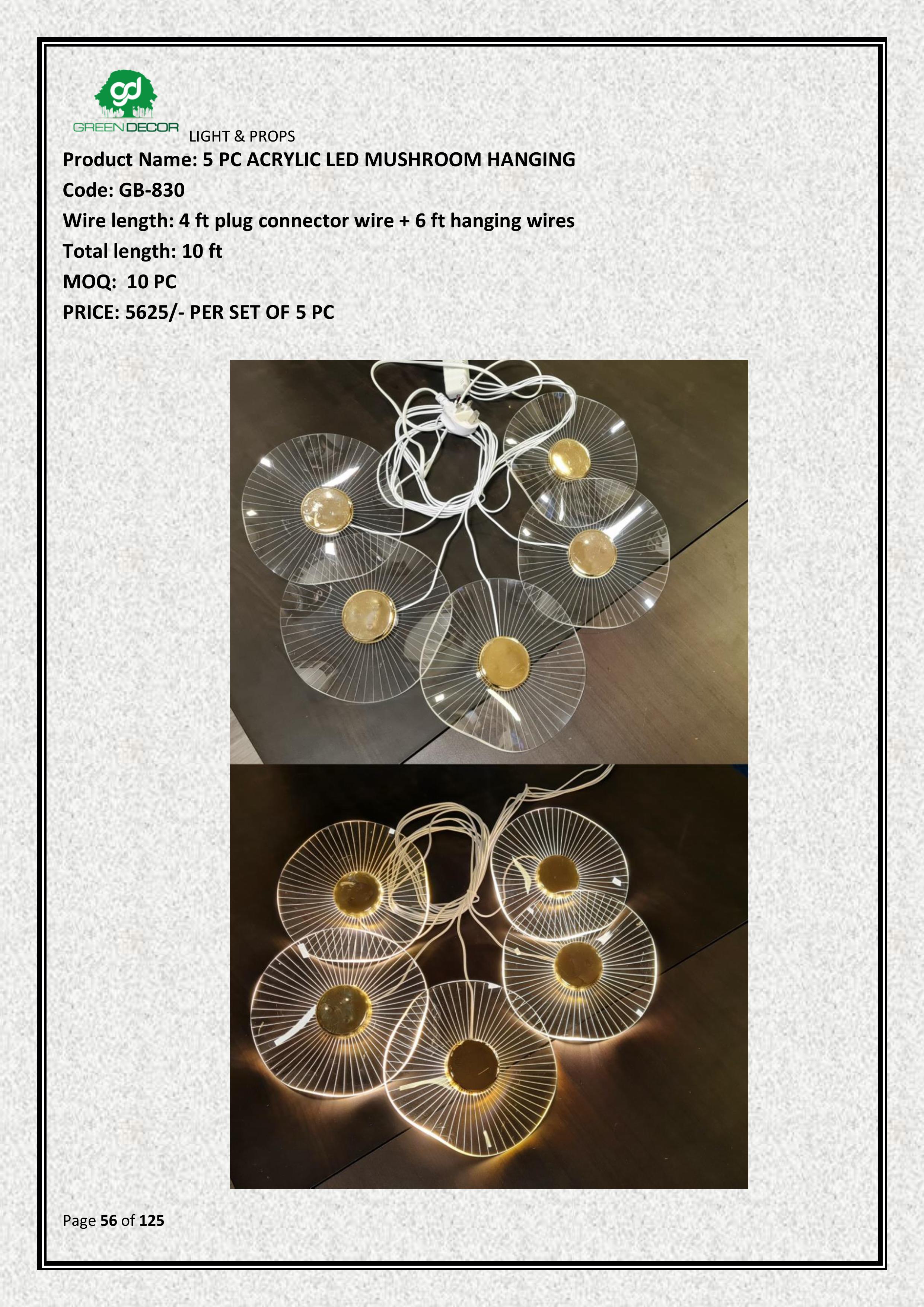 Acrylic LED Mushroom Hanging Lights 5 Pack Cozy Decor