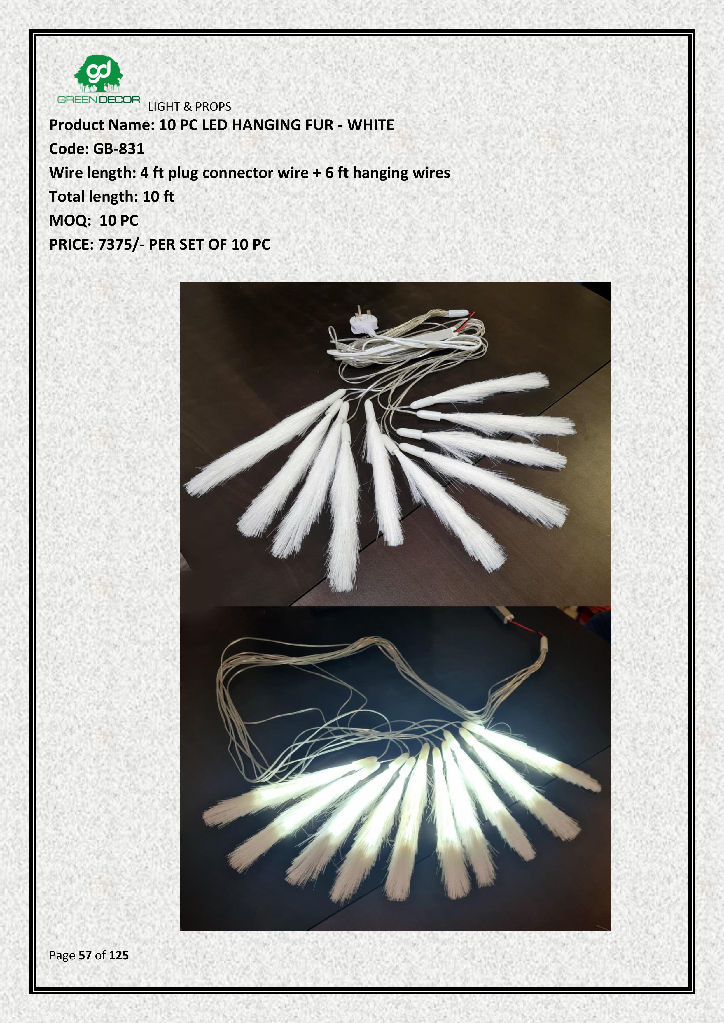 10 PC White LED Fur Hanging Lights | Use Every Occasion