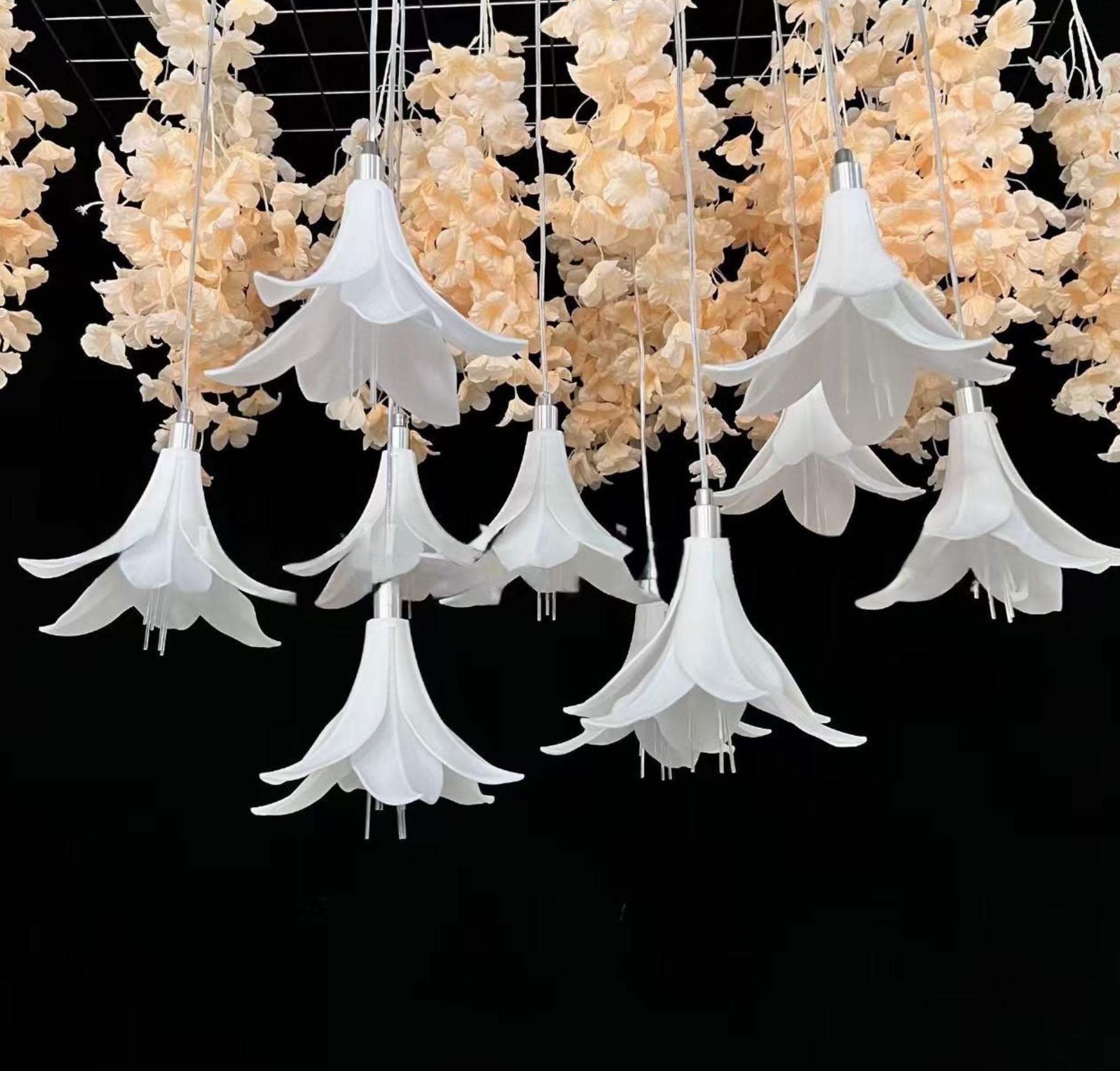 LED Lily Flower Hanging Light Set of 10 | Warm White