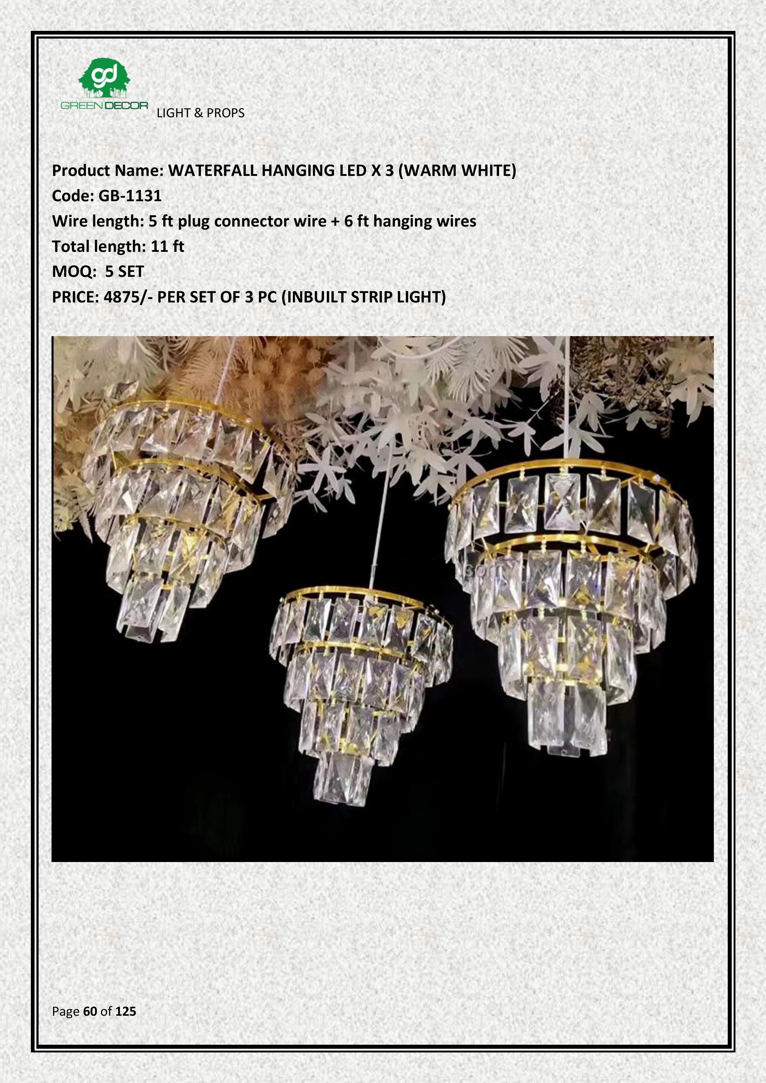 WATERFALL HANGING LED X 3 (WARM WHITE)
