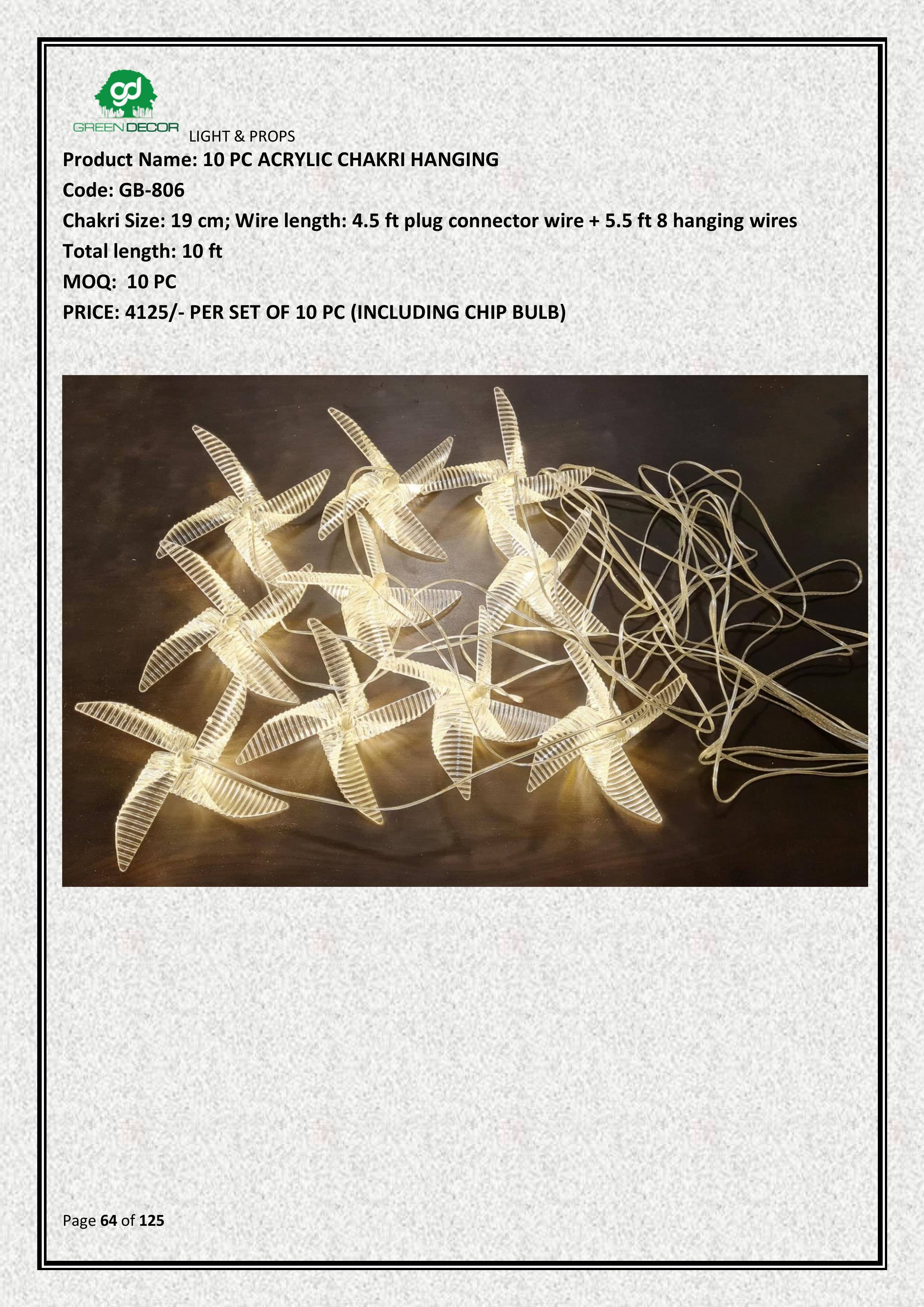 10 PC ACRYLIC CHAKRI HANGING