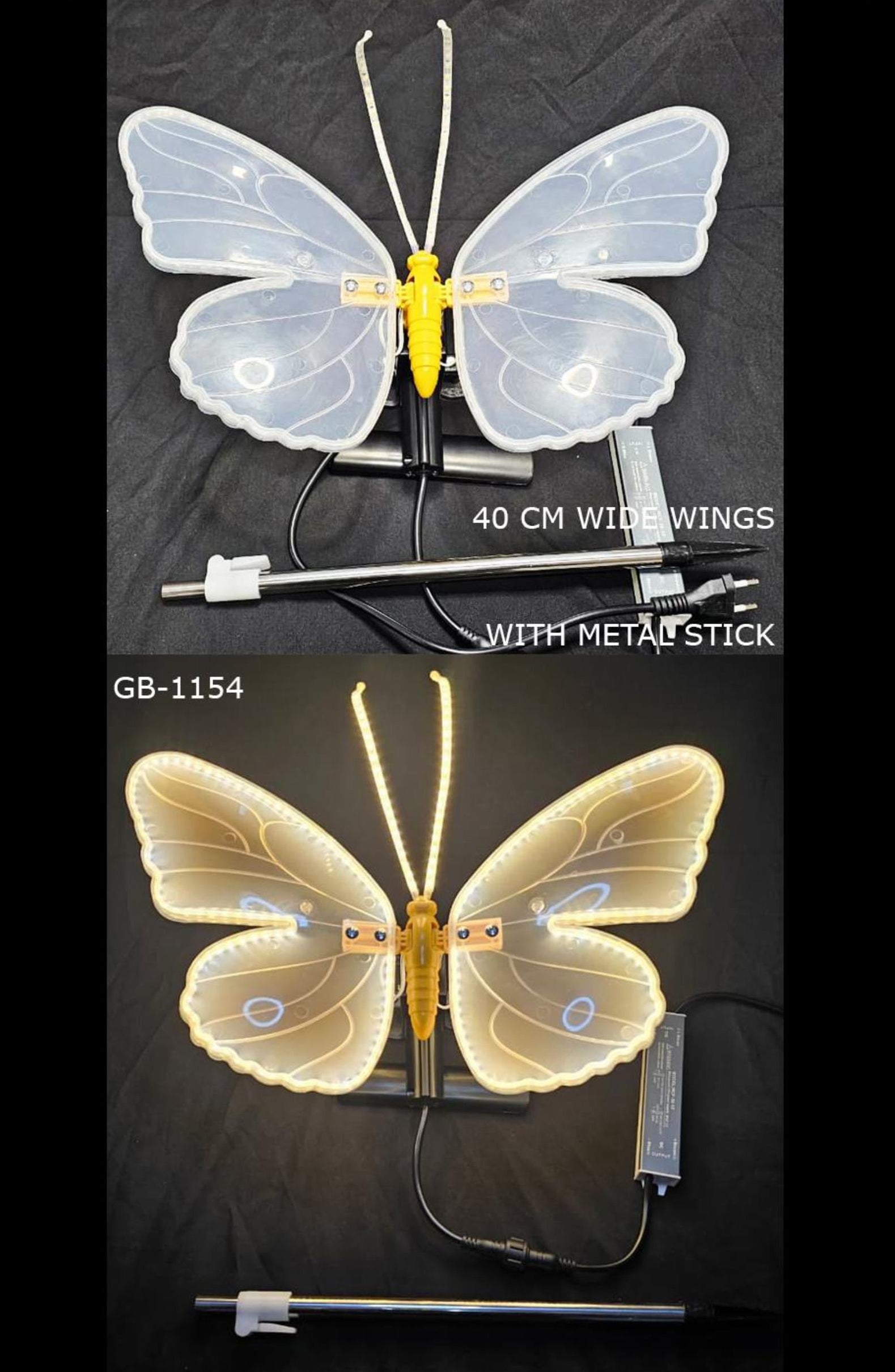 MOVING LED BUTTERFLY WITH STICK – 40 CM (WITH MOTOR)