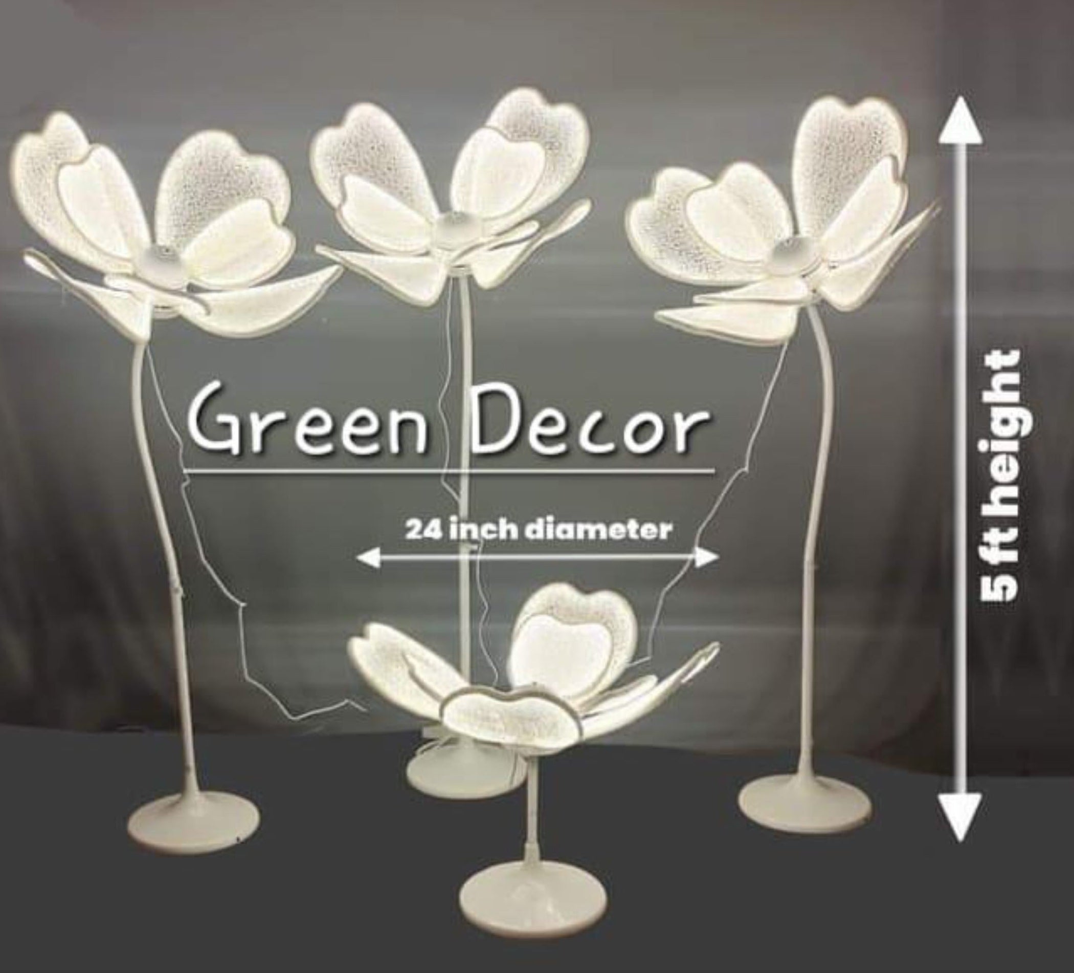 METAL FLOWER LED LIGHT WITH STAND – SET OF 4