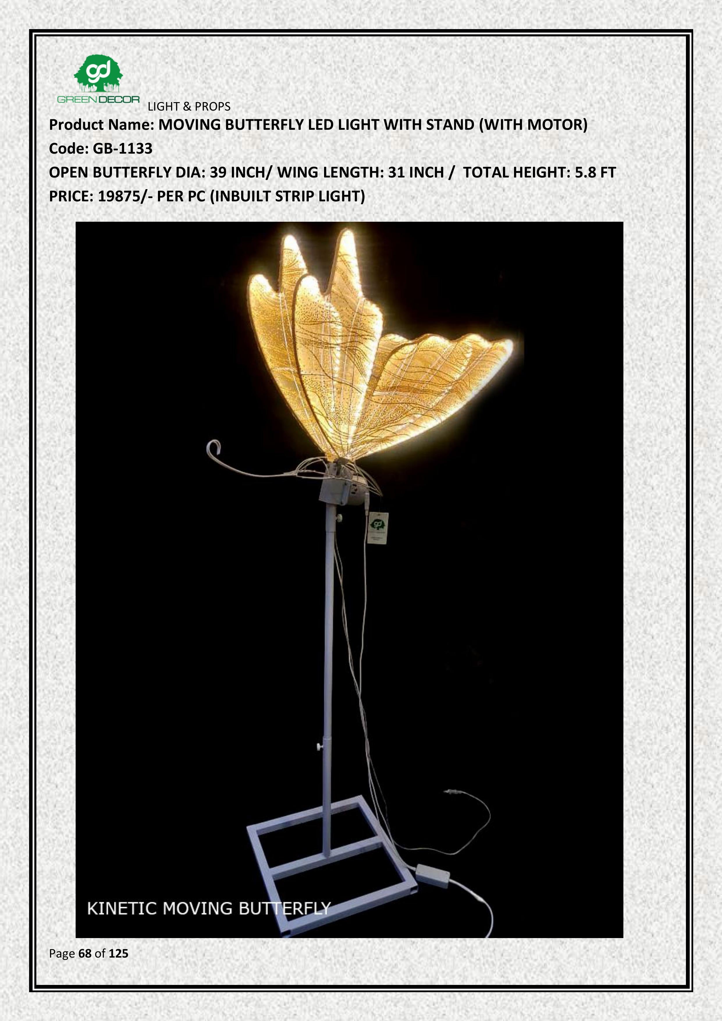 MOVING BUTTERFLY LED LIGHT WITH STAND ( WITH MOTOR )