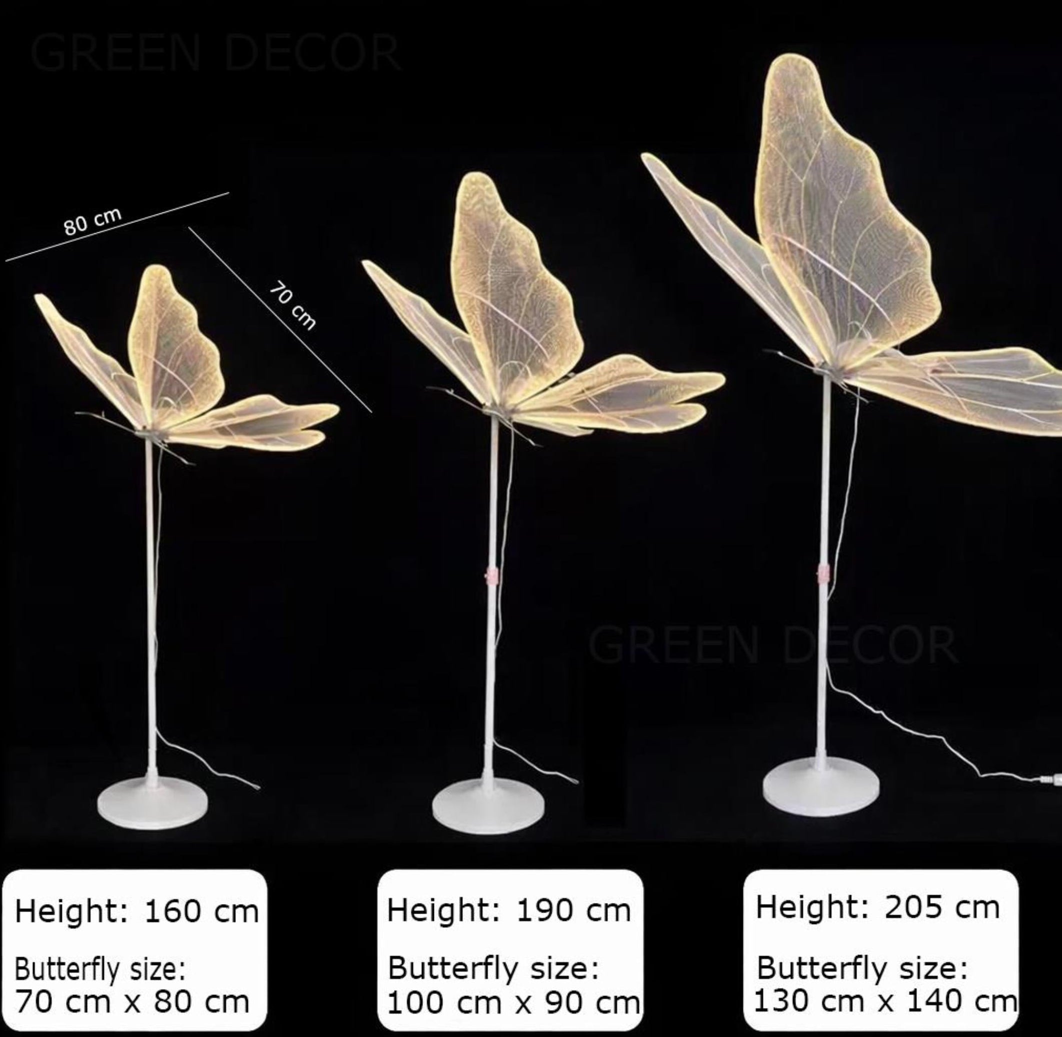 BUTTERFLY LED LIGHT WITH STAND – SET OF 3 PC