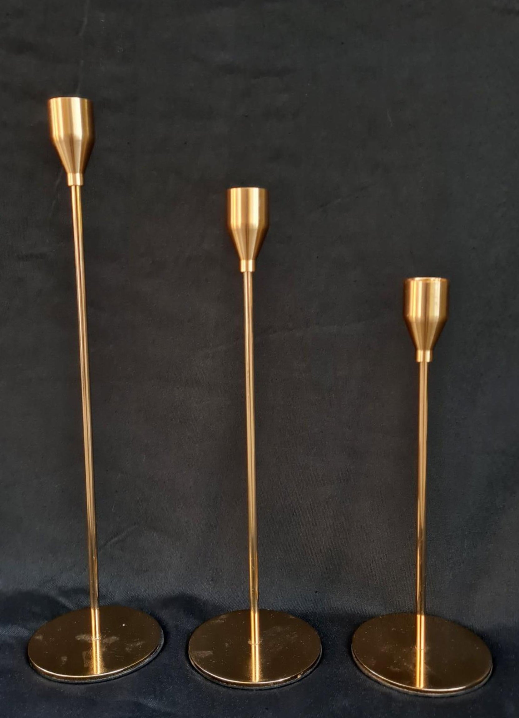 SINGLE CANDLE STAND - METAL (SET OF 3 PC)