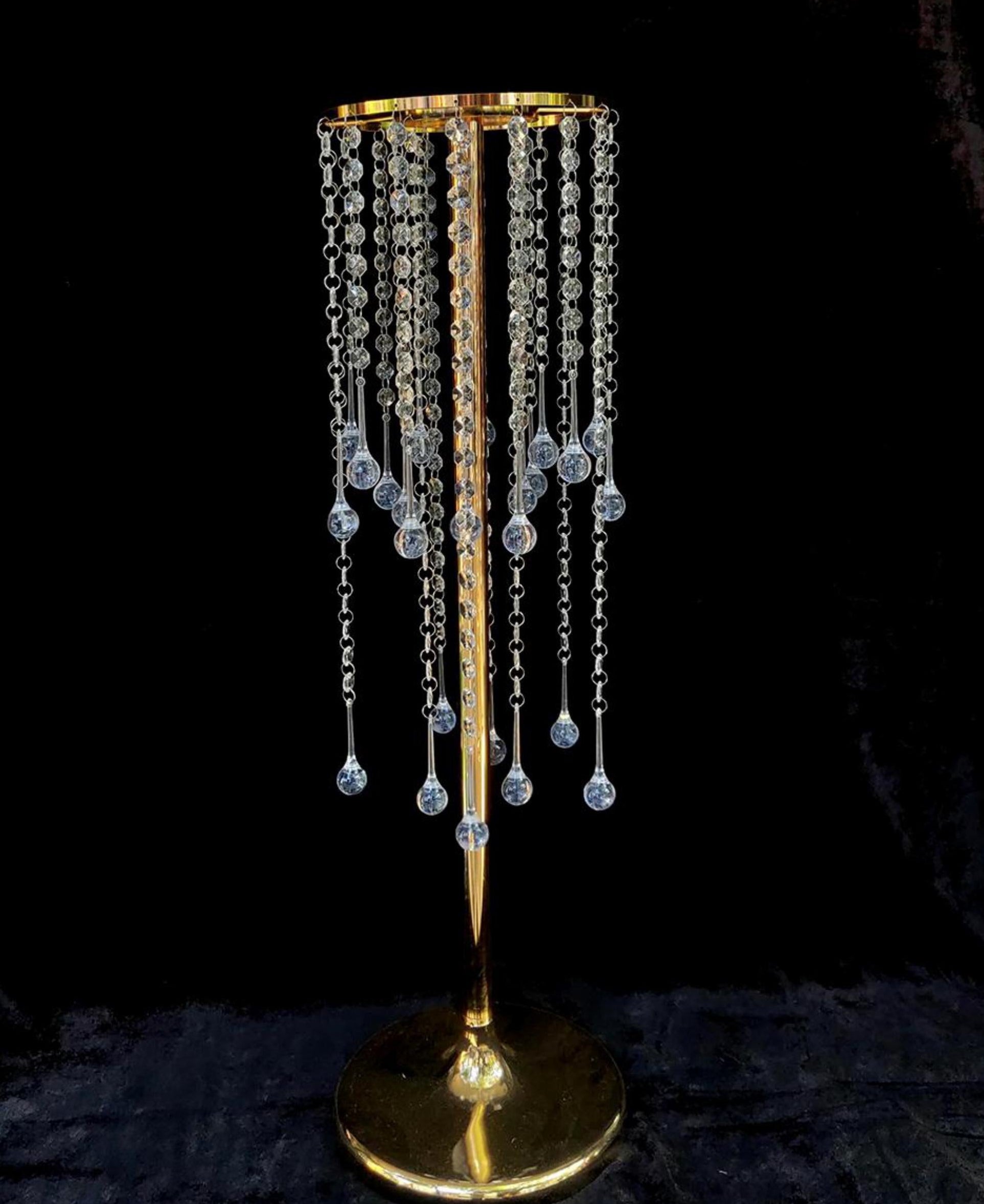 METAL ROUND STAND + CRYSTAL HANGINGS – 80 CM