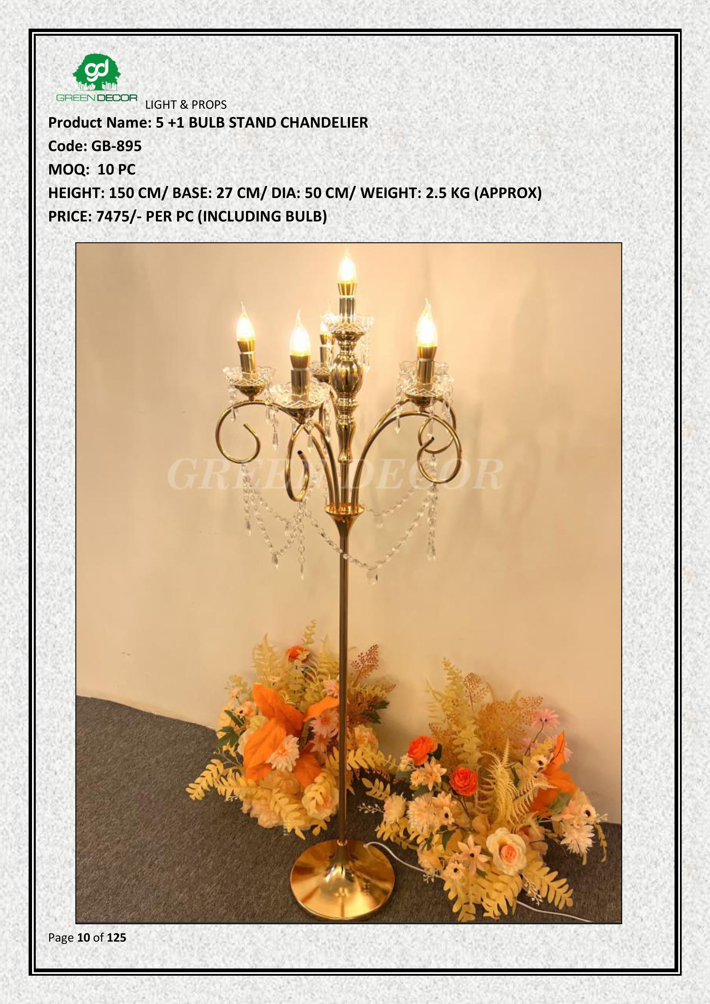 5 +1 BULB STAND CHANDELIER