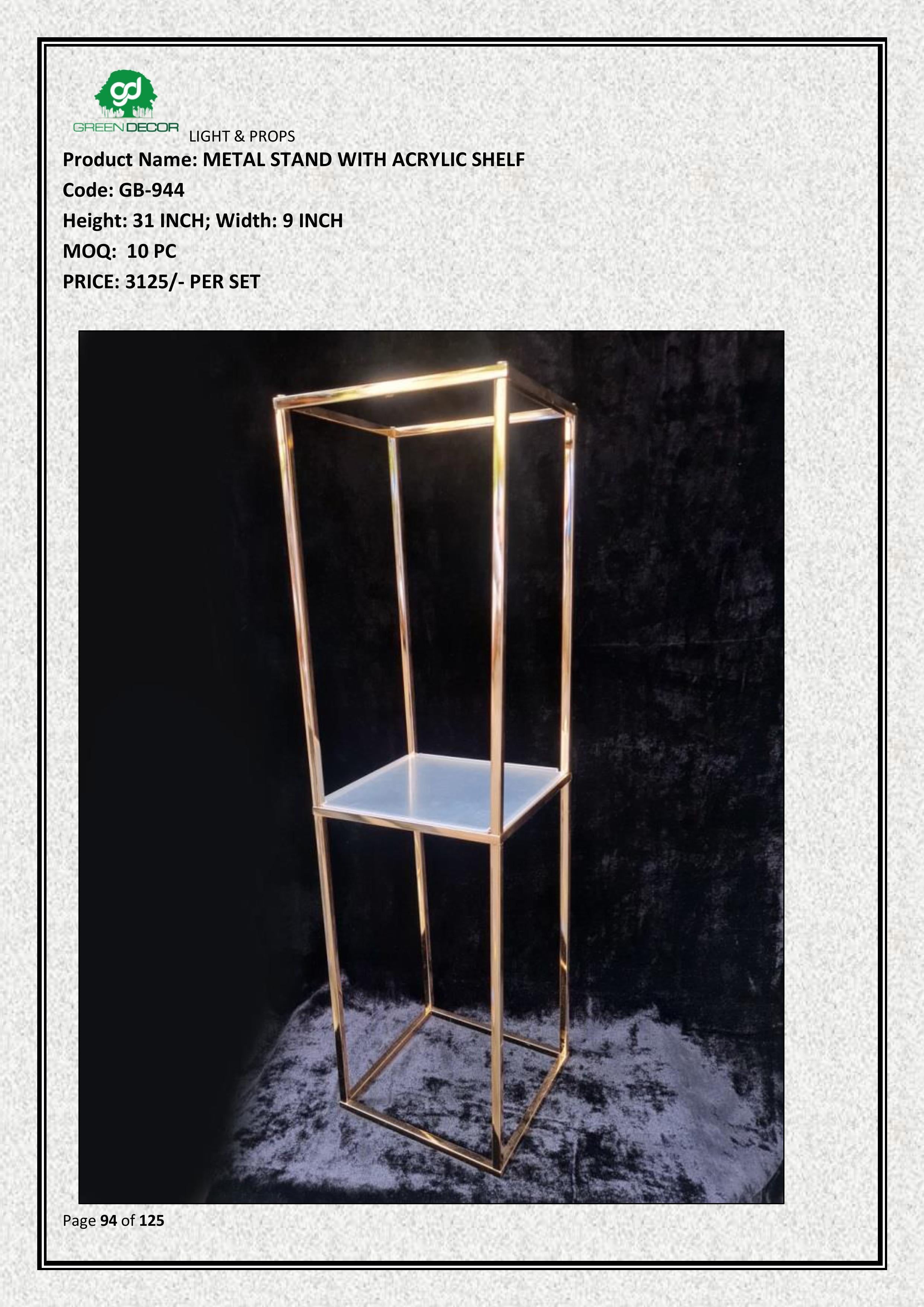 METAL STAND WITH ACRYLIC SHELF