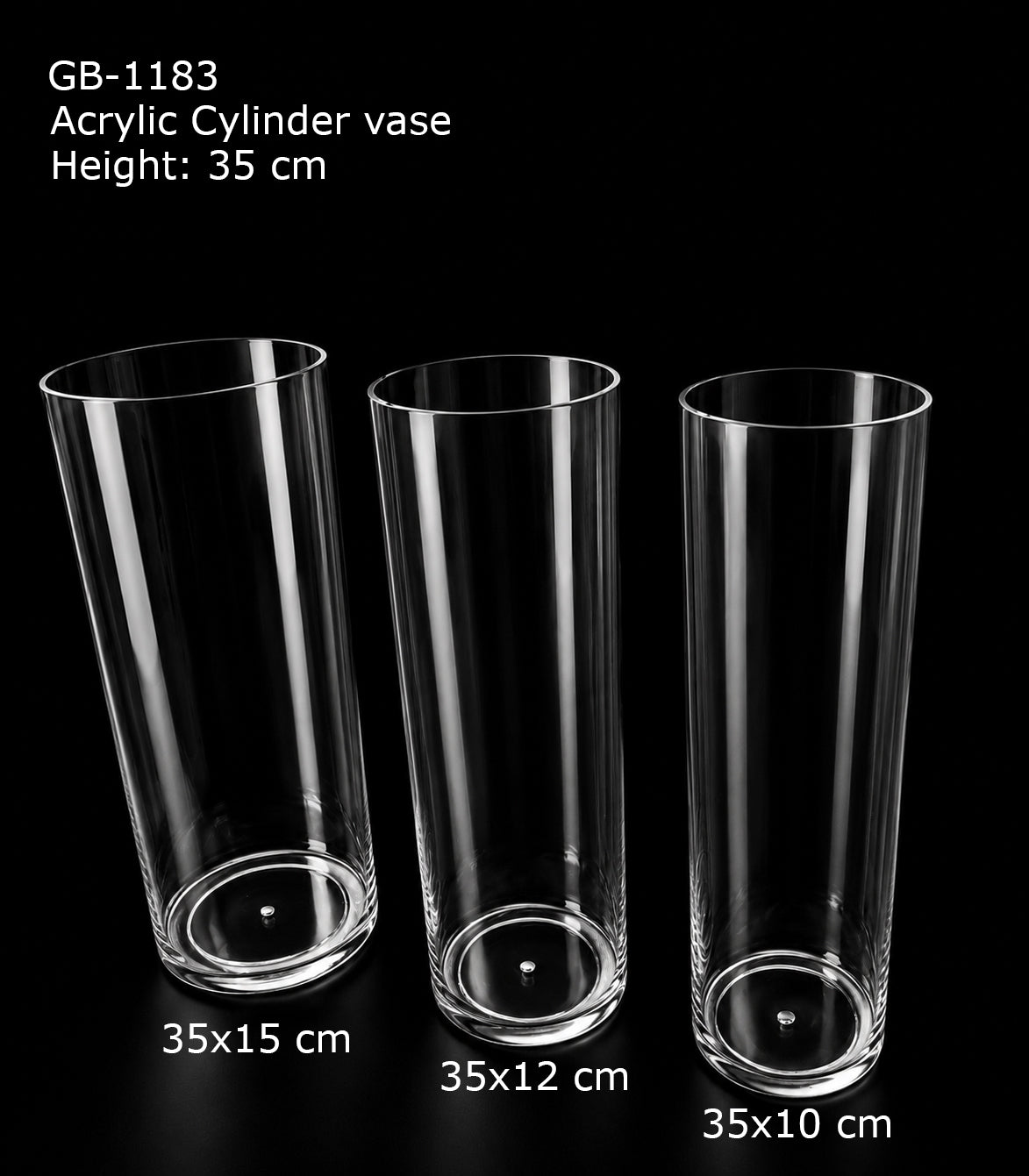 Acrylic Cylinder Vase (Set of 3, 35 cm)
