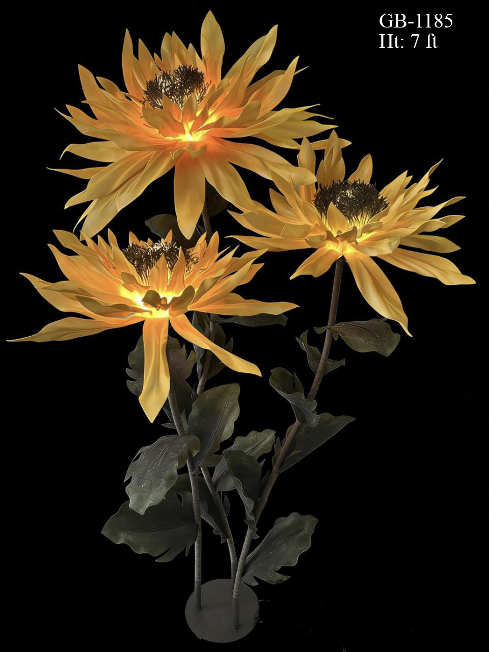 OUTDOOR AND INDOOR EVA FLOWER LIGHT WITH STAND  - LARGE SUNFLOWER X 3