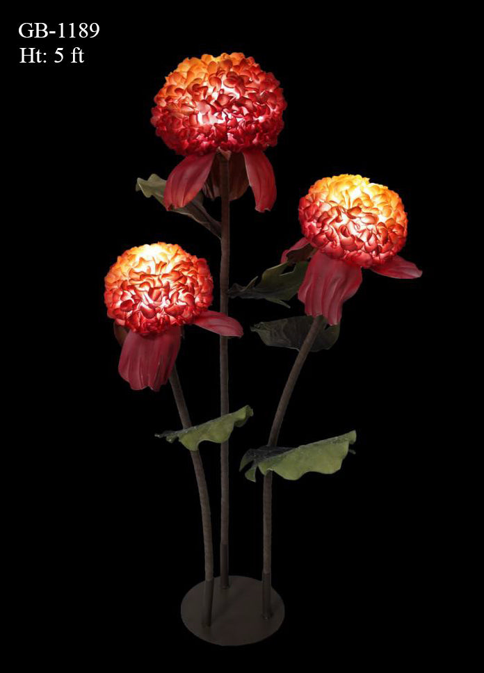 OUTDOOR AND INDOOR EVA FLOWER LIGHT WITH STAND  - BALL MUM X 3
