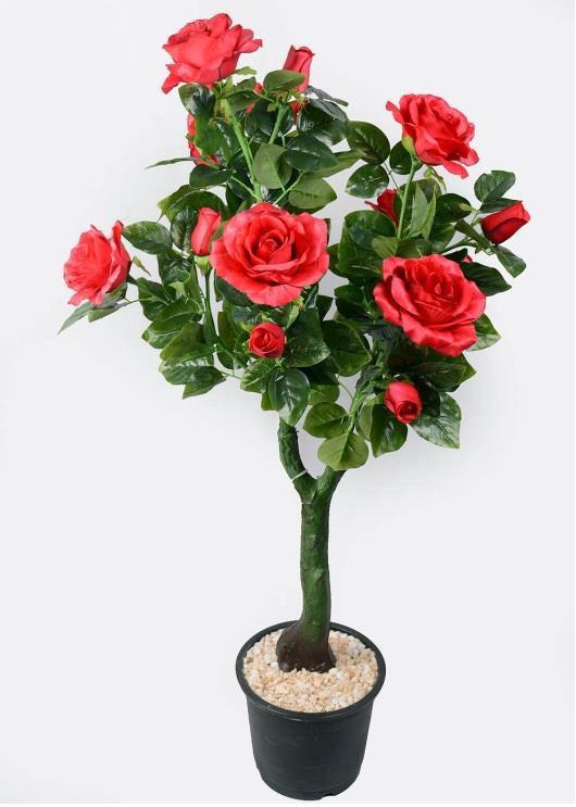 Artificial ROSE BONSAI TREE, 3 FT, 14 FLOWER