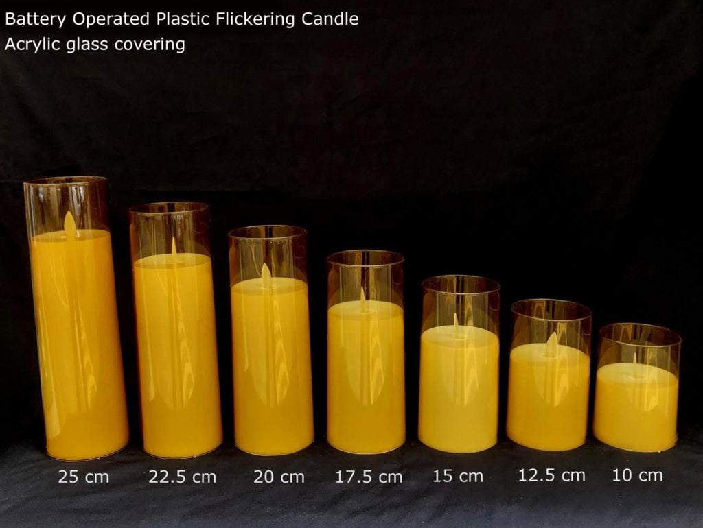 Pillar flickering candles set with dimensions Ginni Bloom Mumbai India