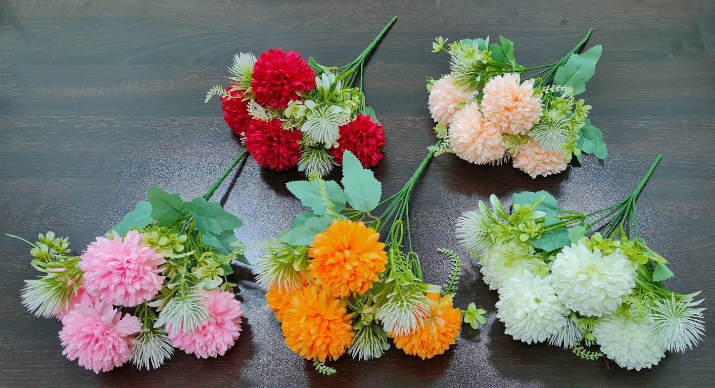 Artificial Ball Mum + Pine Fillers Mix Bunch (5 colours)