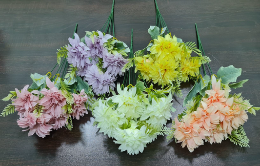 Artificial Dahlia Bunch x 6 + Fillers (5 colours)